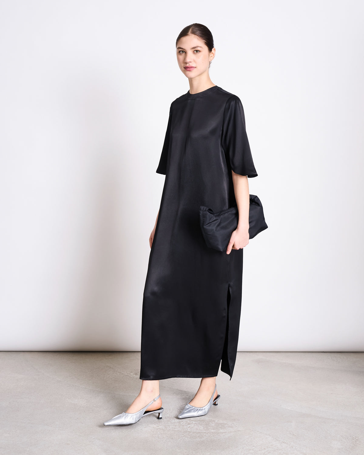 SILKY T-SHIRT DRESS CALEU BLACK