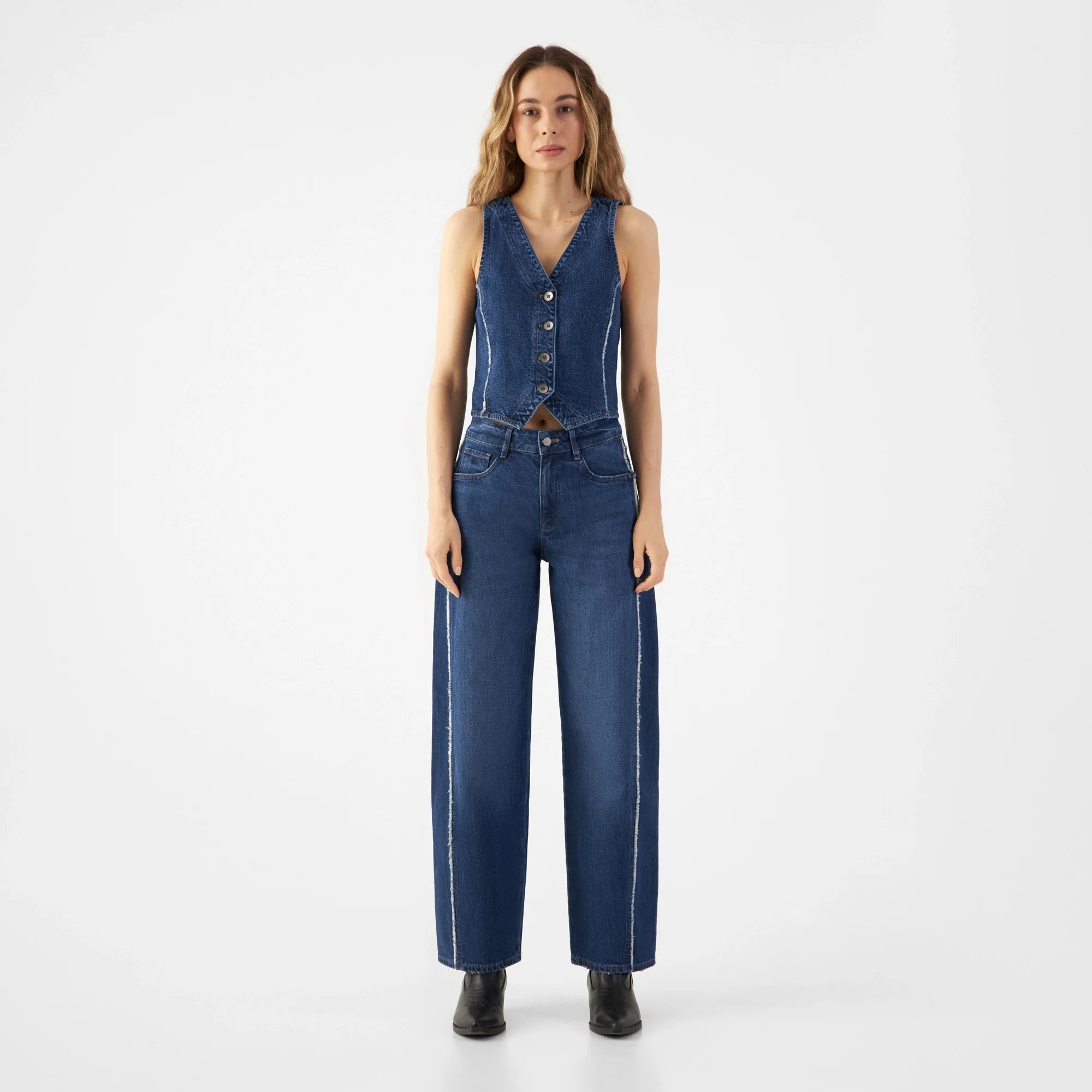 ASH Barrel Leg Minimal Stretch - Fringes - Dark Blue
