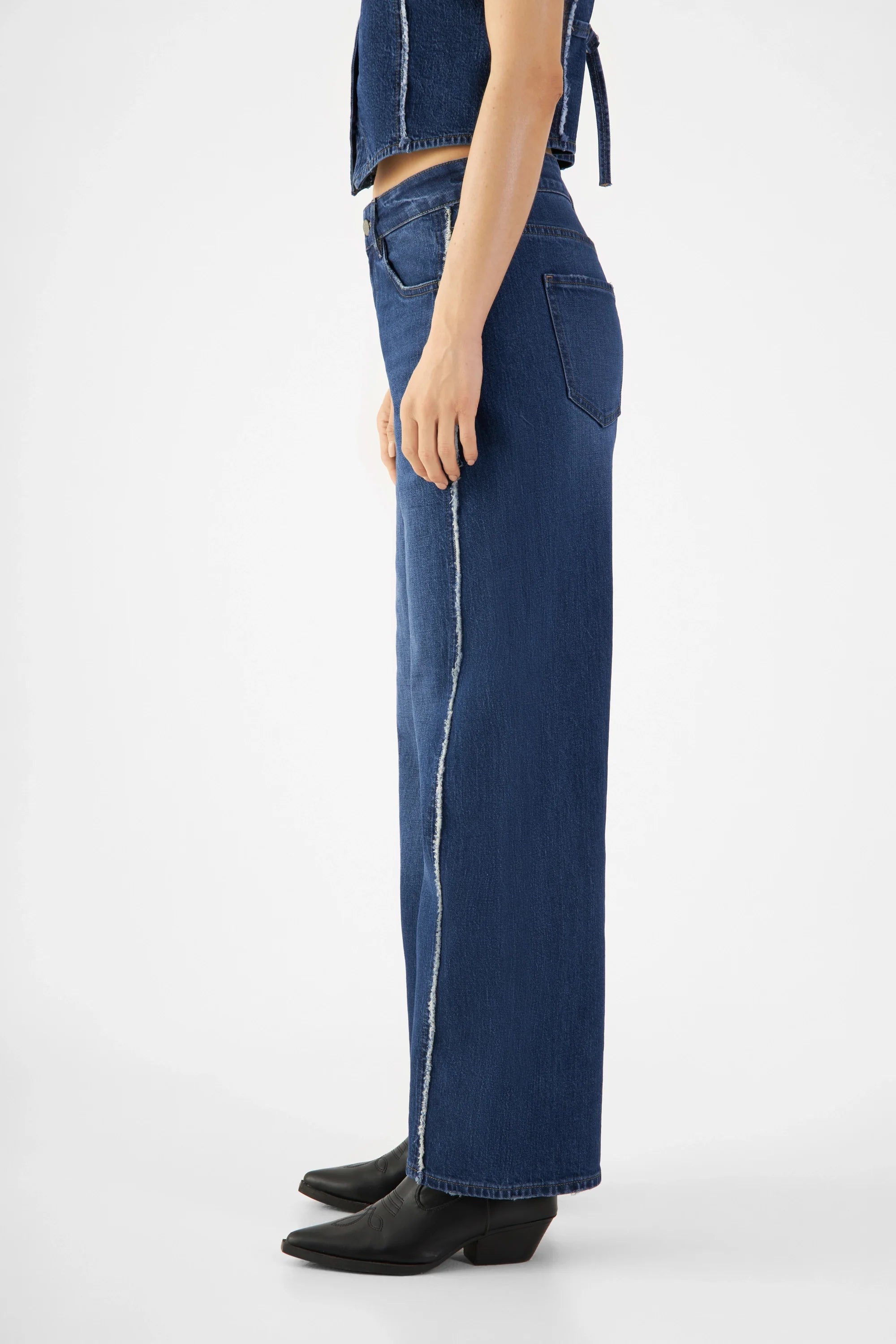 ASH Barrel Leg Minimal Stretch - Fringes - Dark Blue