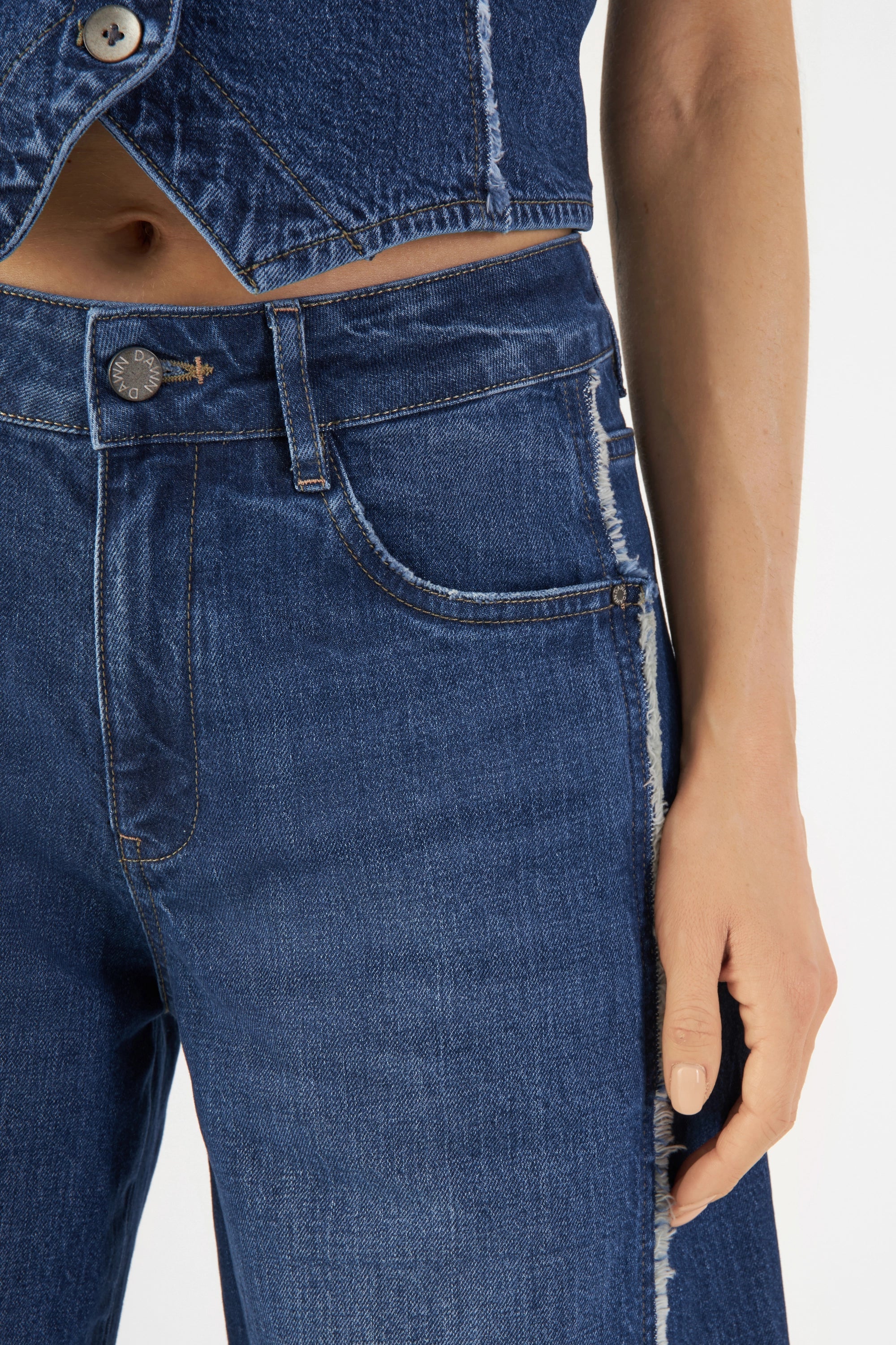 ASH Barrel Leg Minimal Stretch - Fringes - Dark Blue