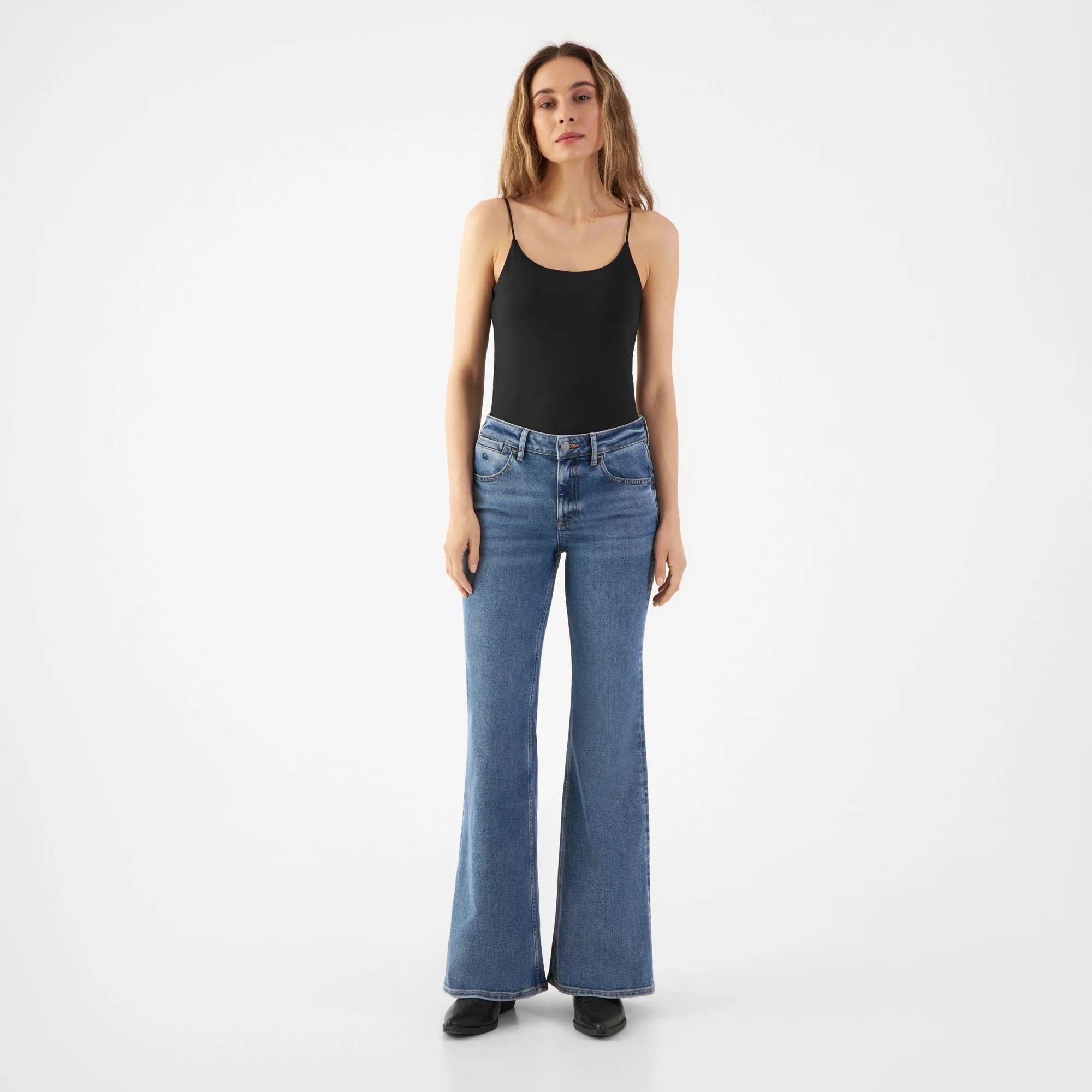 CELESTIAL Slim Flared Soft Tencel - Medium Blue