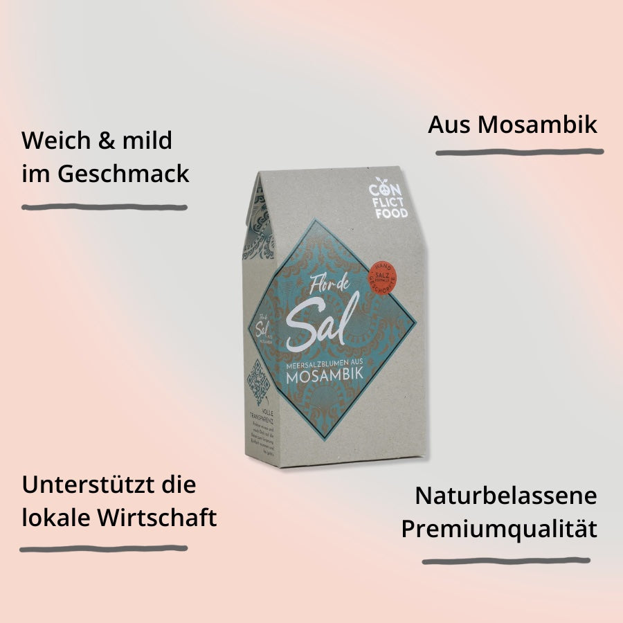 Conflictfood Flor de Sal – Verpackung von vorne mit Impact