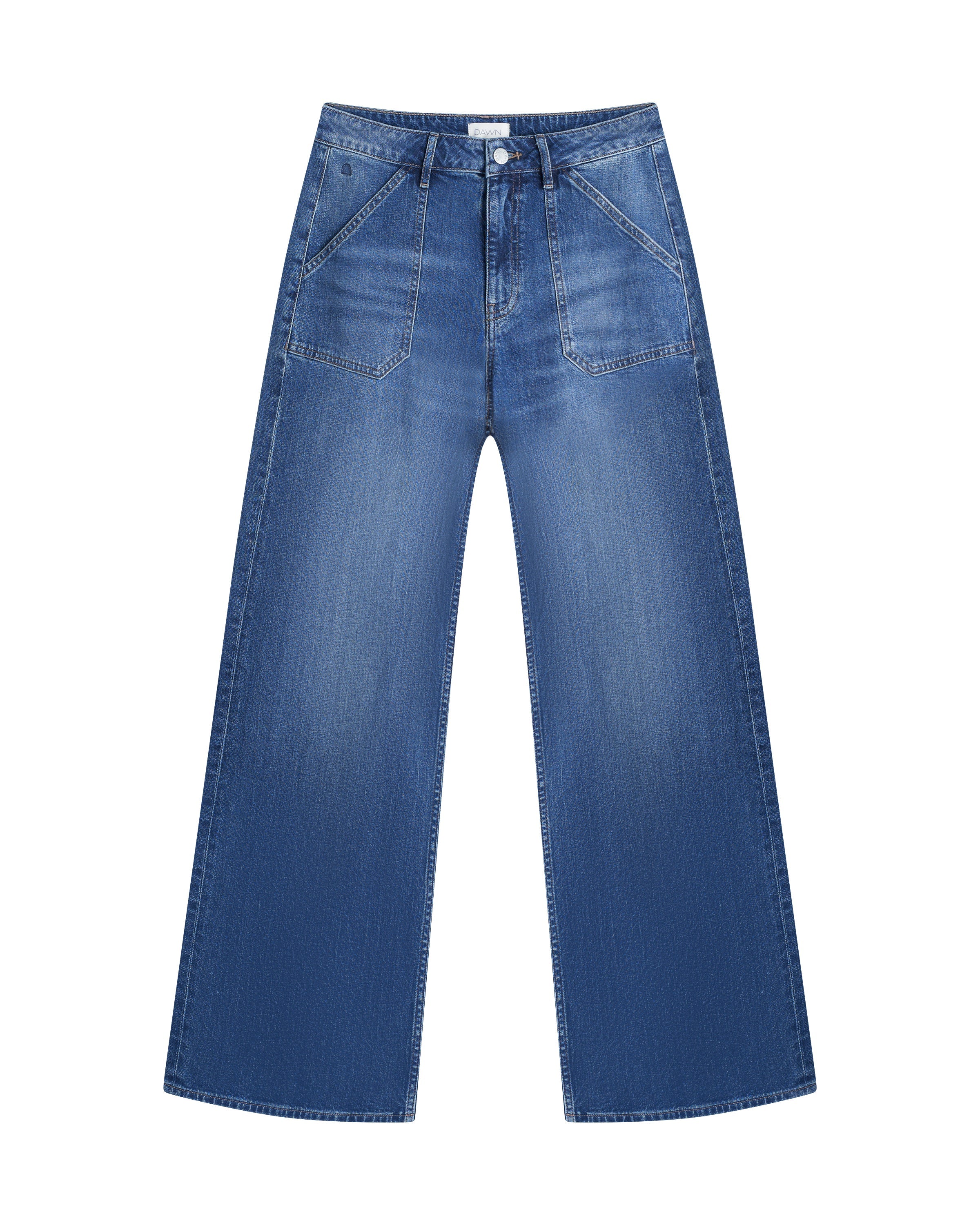 SUNNY Wide Leg Minimal Stretch - Worker - Medium Blue