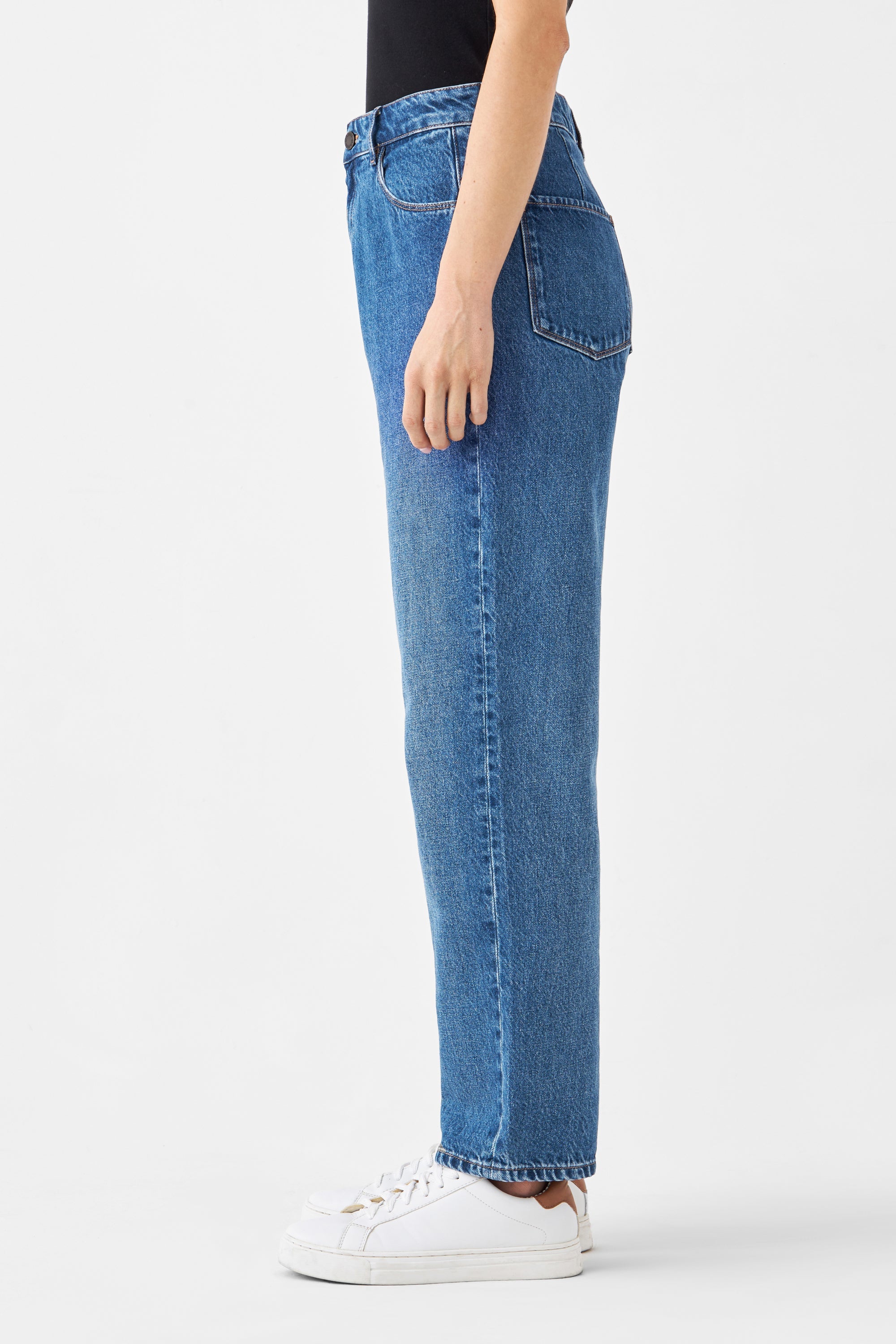 DAWN Wide Straight Cropped Non-Stretch - Minimal - Medium Blue