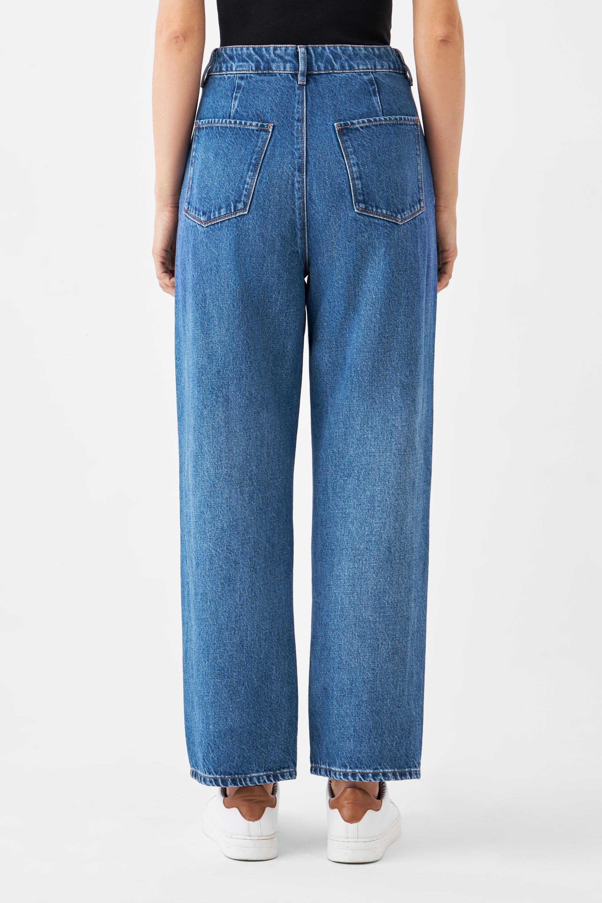 DAWN Wide Straight Cropped Non-Stretch - Minimal - Medium Blue