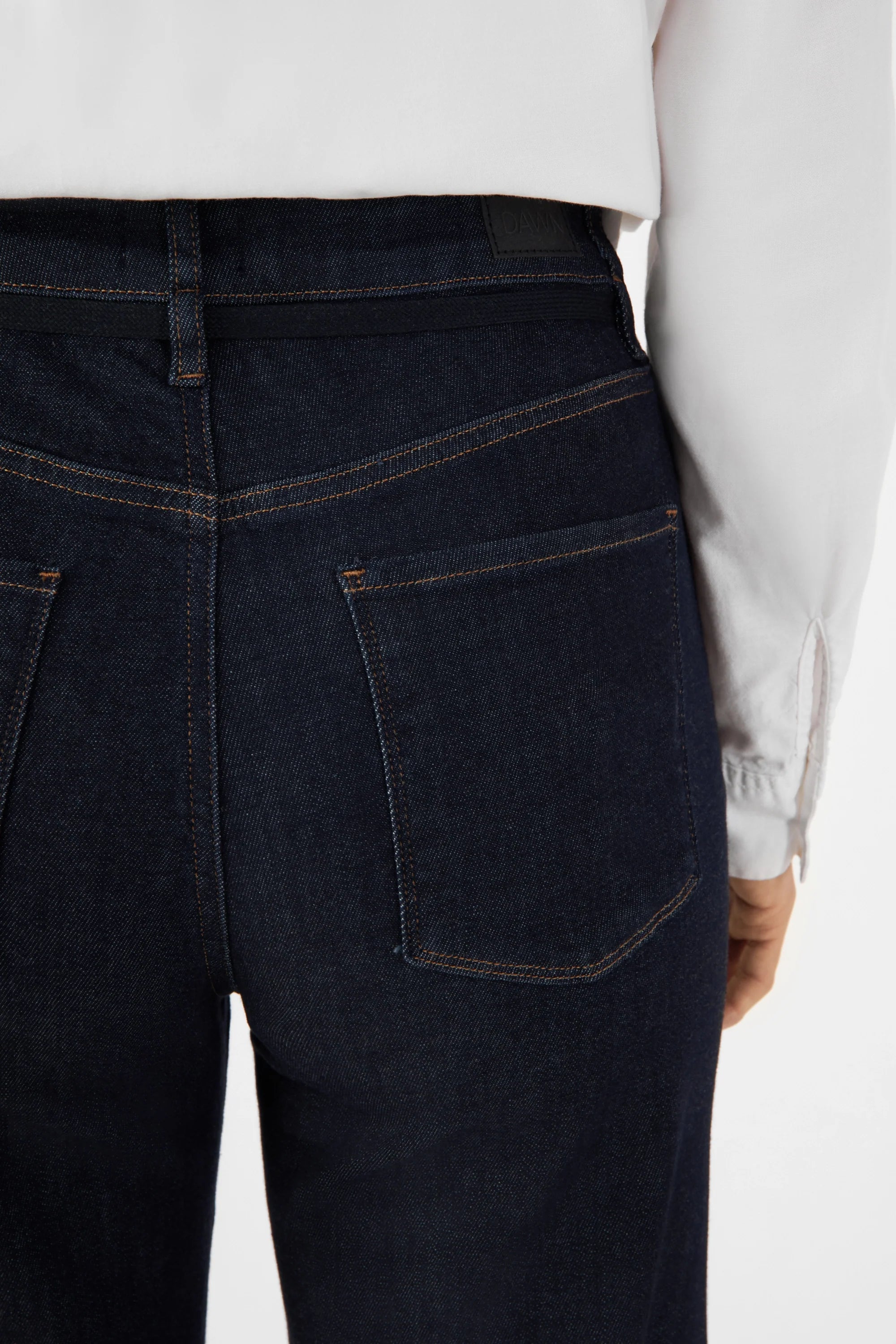 DEW Flared Cropped Soft Denim - French Pocket - Raw Blue