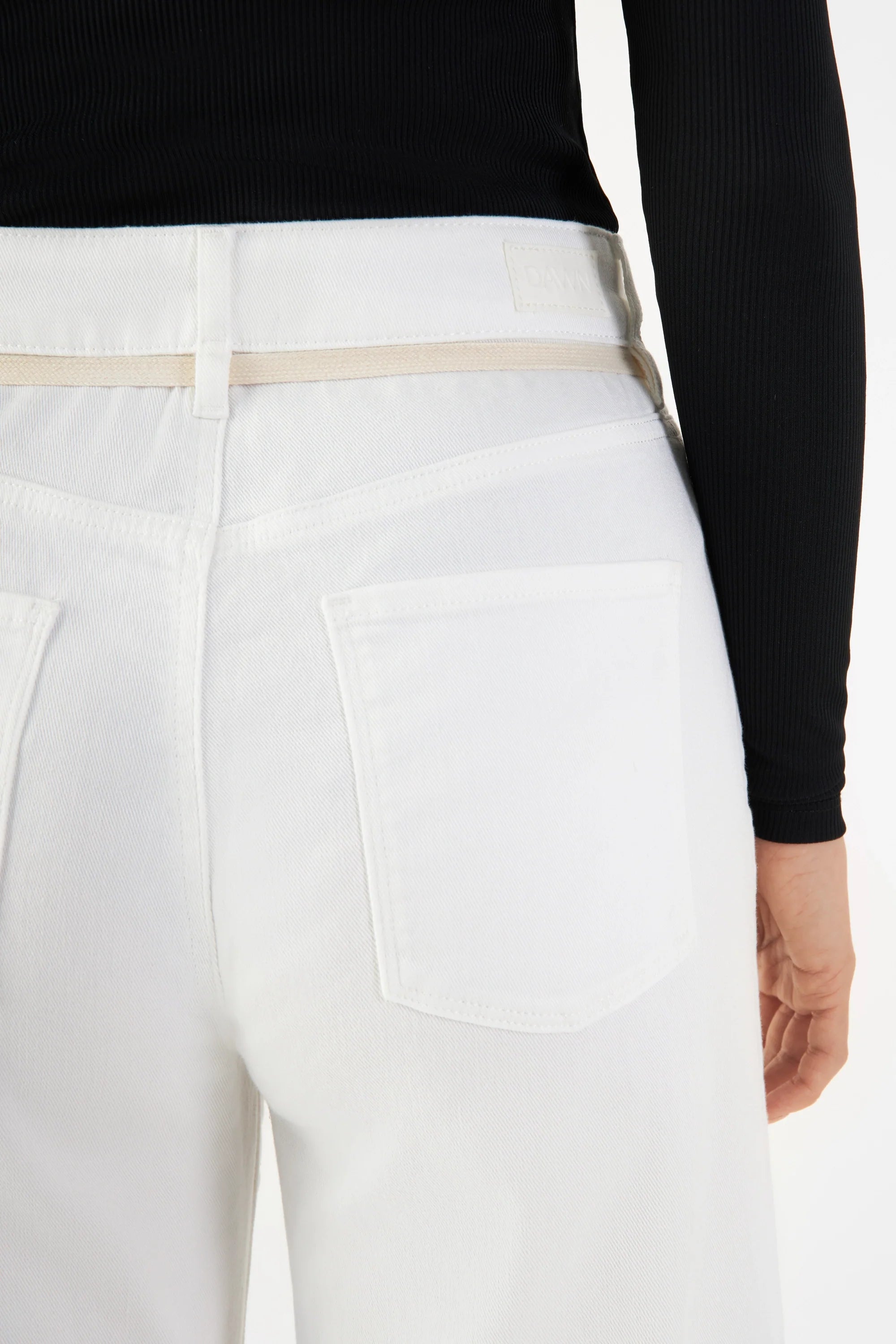 DEW Flared Cropped Soft Denim - French Pocket - White