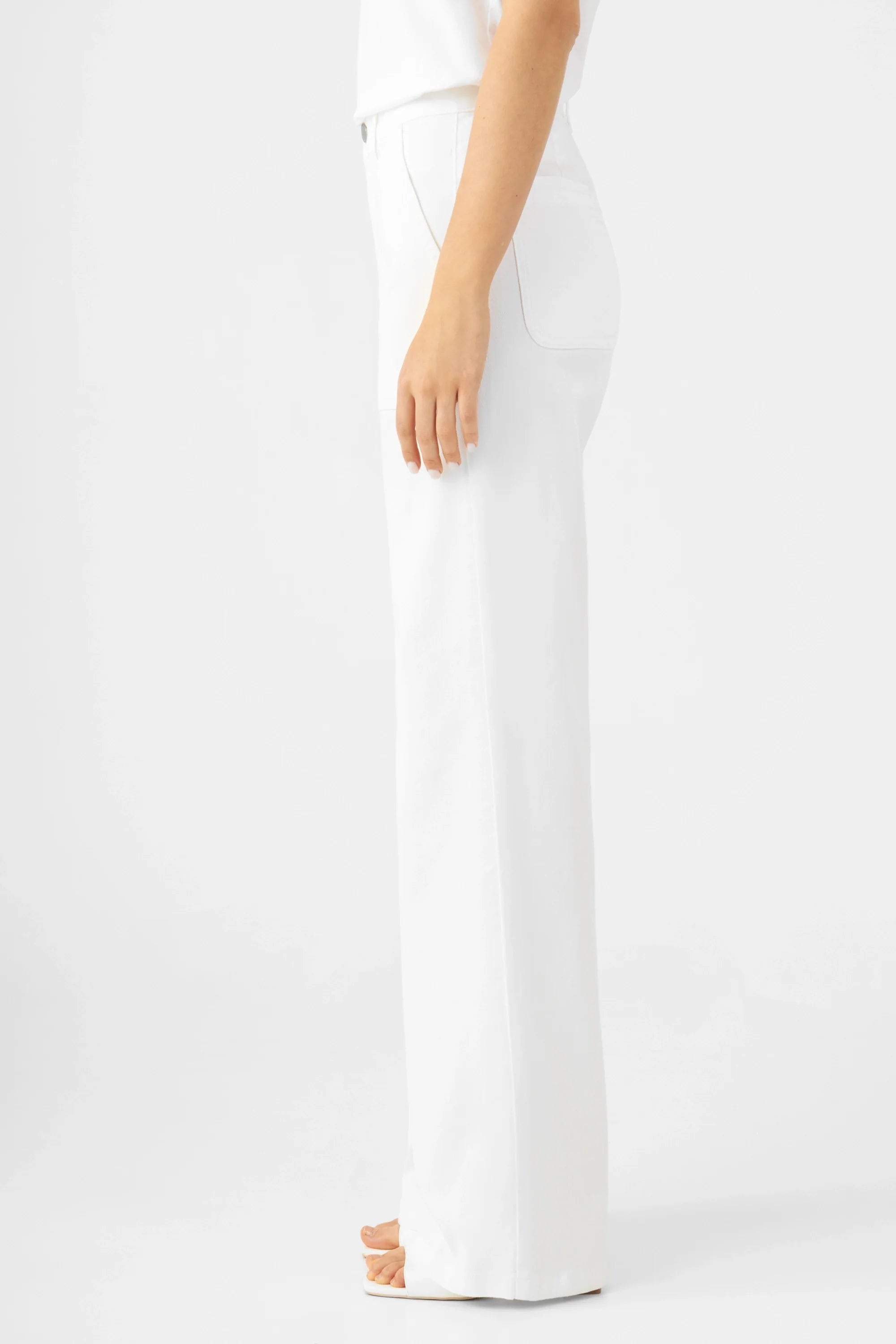DEW Flared Soft Denim - Worker - White Denim