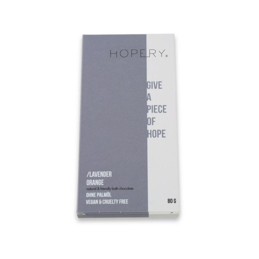 Hopery Badeschokolade Lavender Orange Verpackung plastikfrei