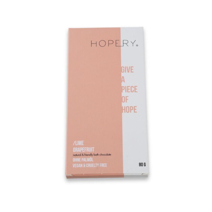 Hopery Badeschokolade Lime Grapefruit Verpackung plastikfrei