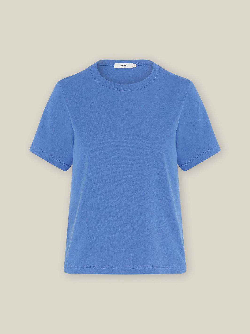 Damen Basic T-Shirt Rundhalsausschnitt aus reiner Bio Baumwolle in Portugal hergestellt Farbe mittelblau