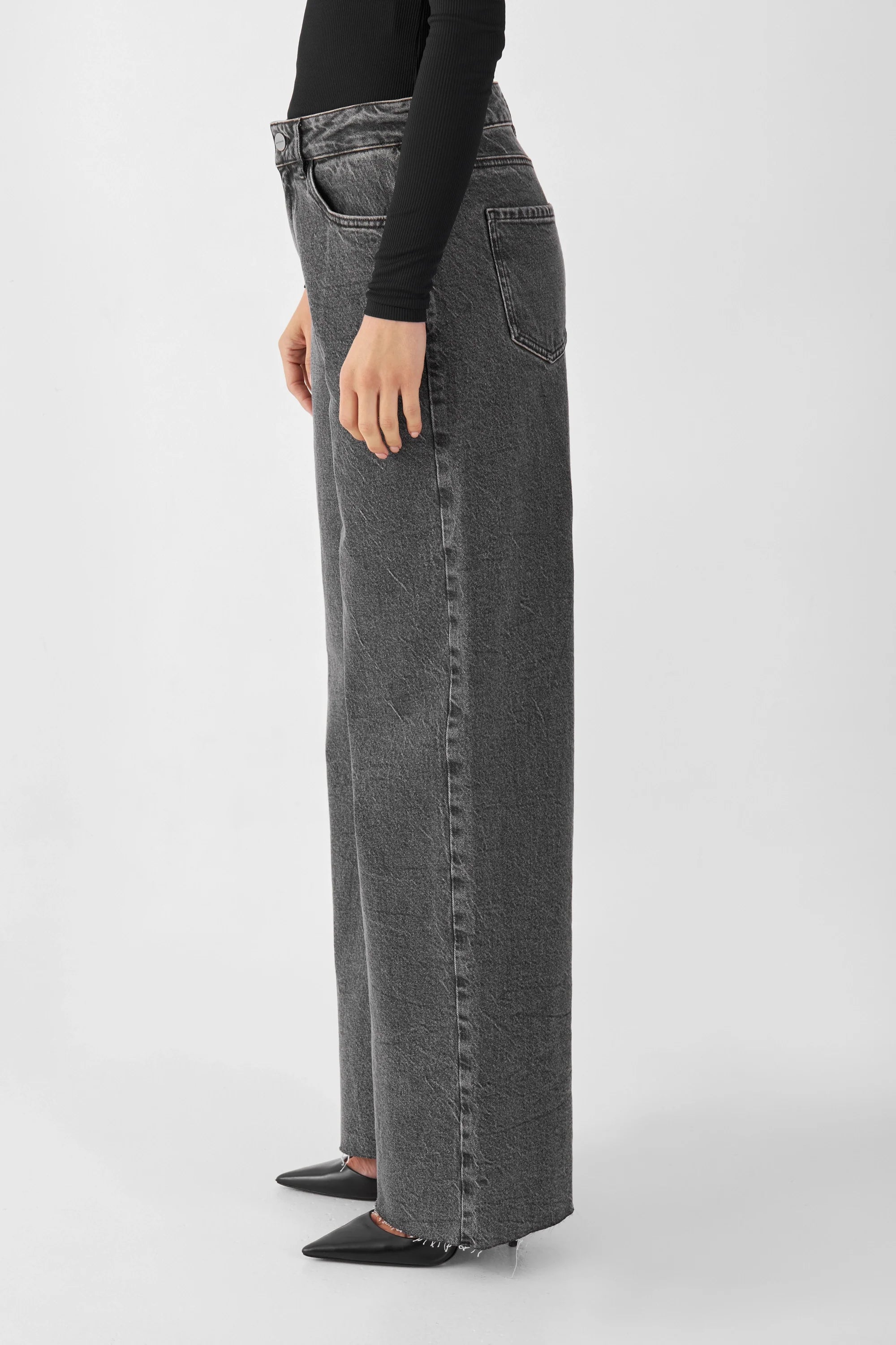 SUNNY Wide Leg Minimal Stretch - Open Hem - Light Grey