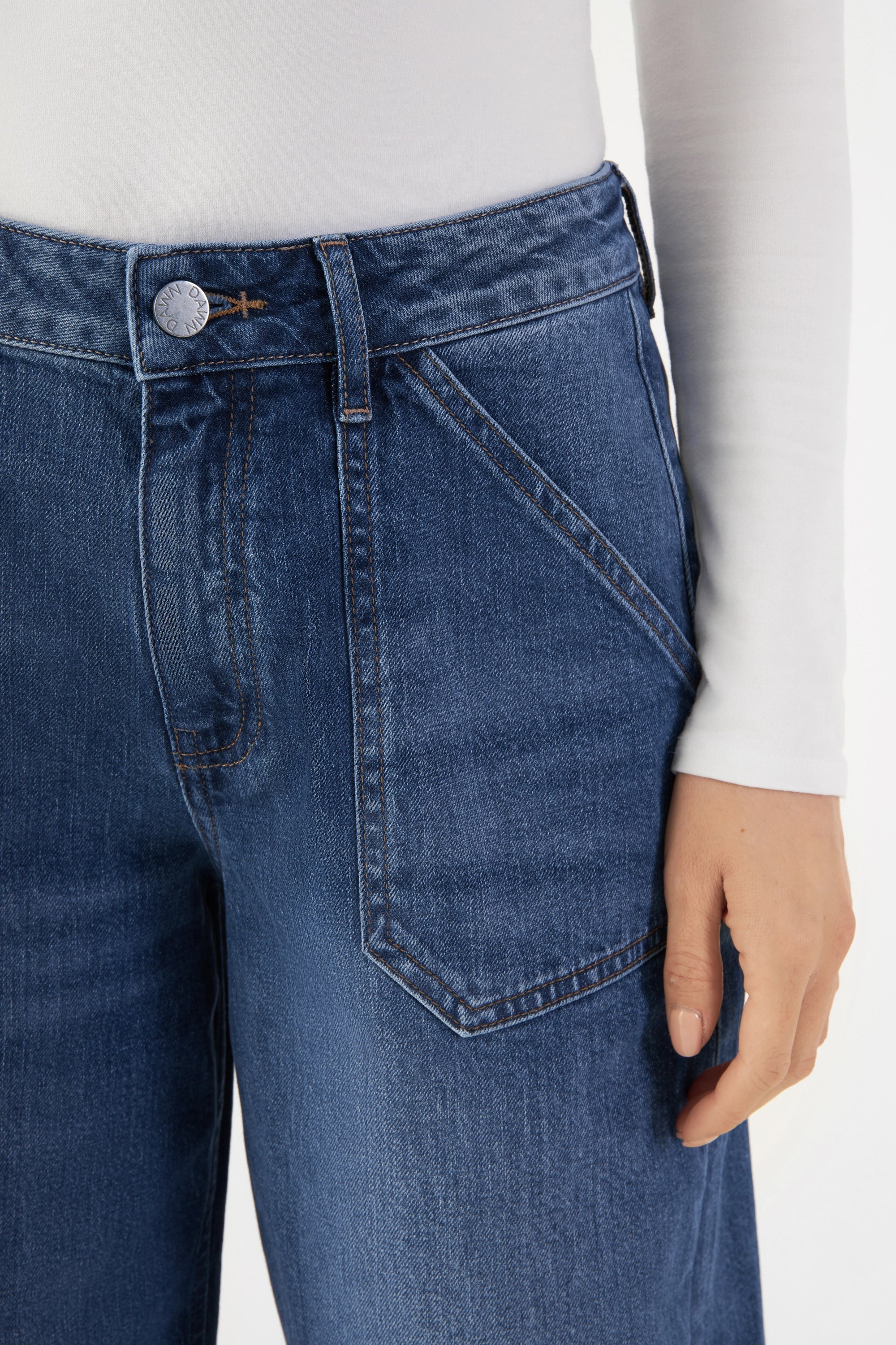 SUNNY Wide Leg Minimal Stretch - Worker - Medium Blue