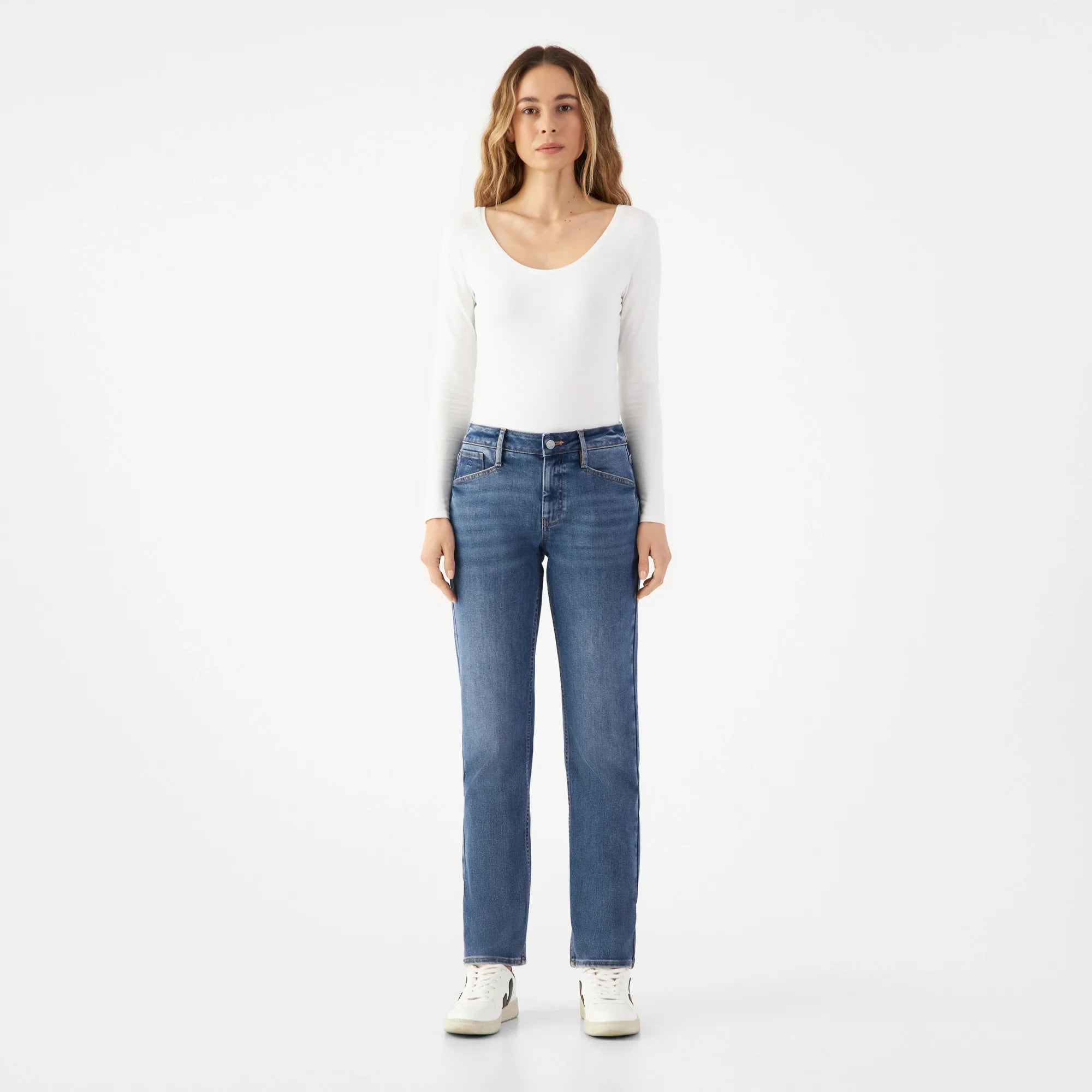 SUNSET Regular Slim Soft Tencel - Basic - Medium Blue