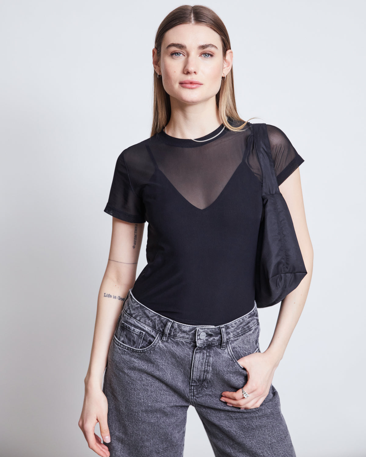 MESH T-SHIRT EVIE BLACK