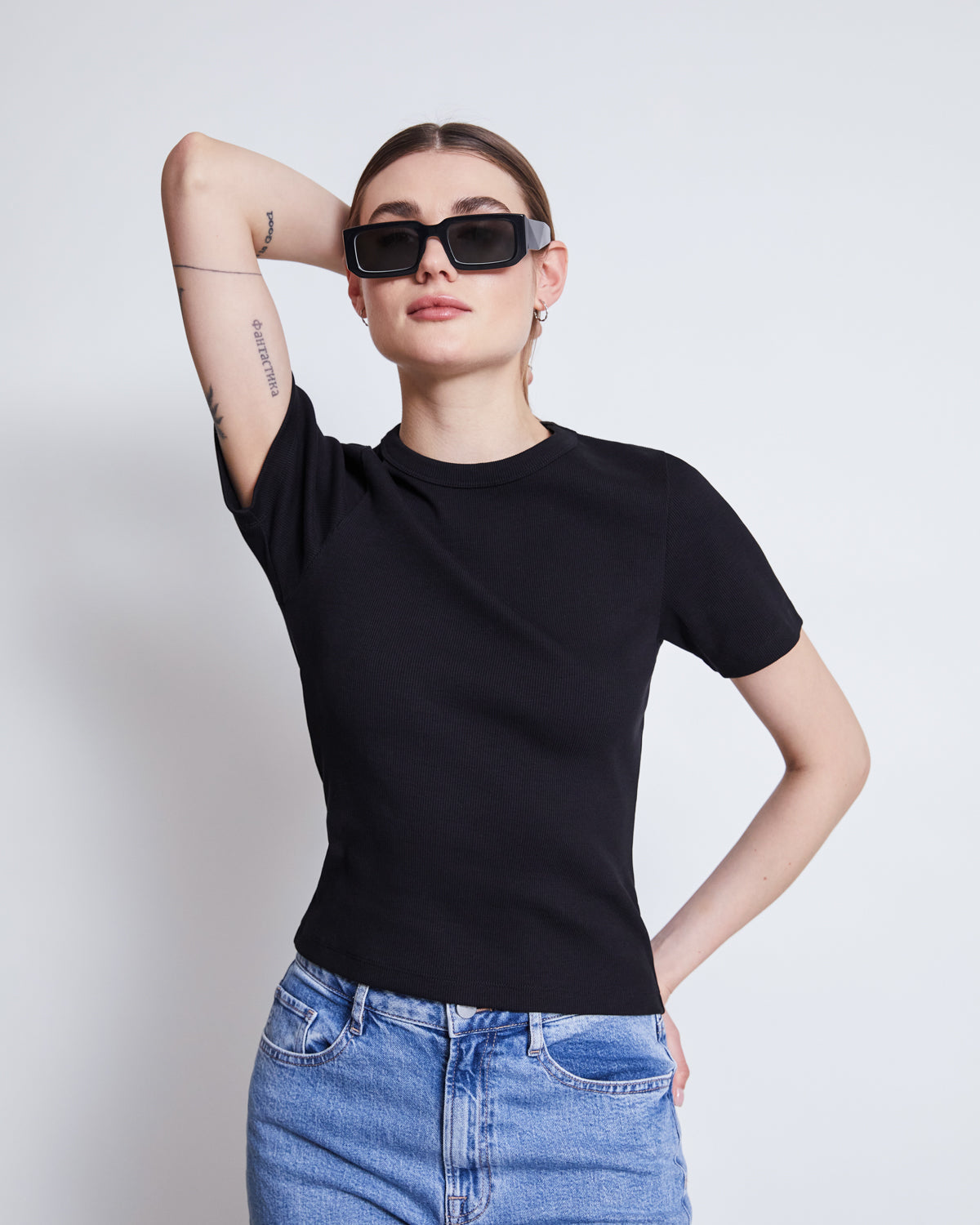 RIB T-SHIRT NILE BLACK GOTS