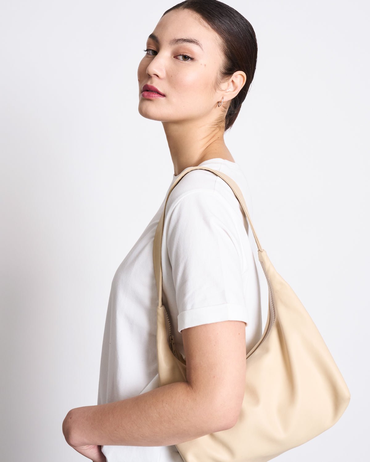 BRUSHED T-SHIRT BOY PLAIN WHITE GOTS