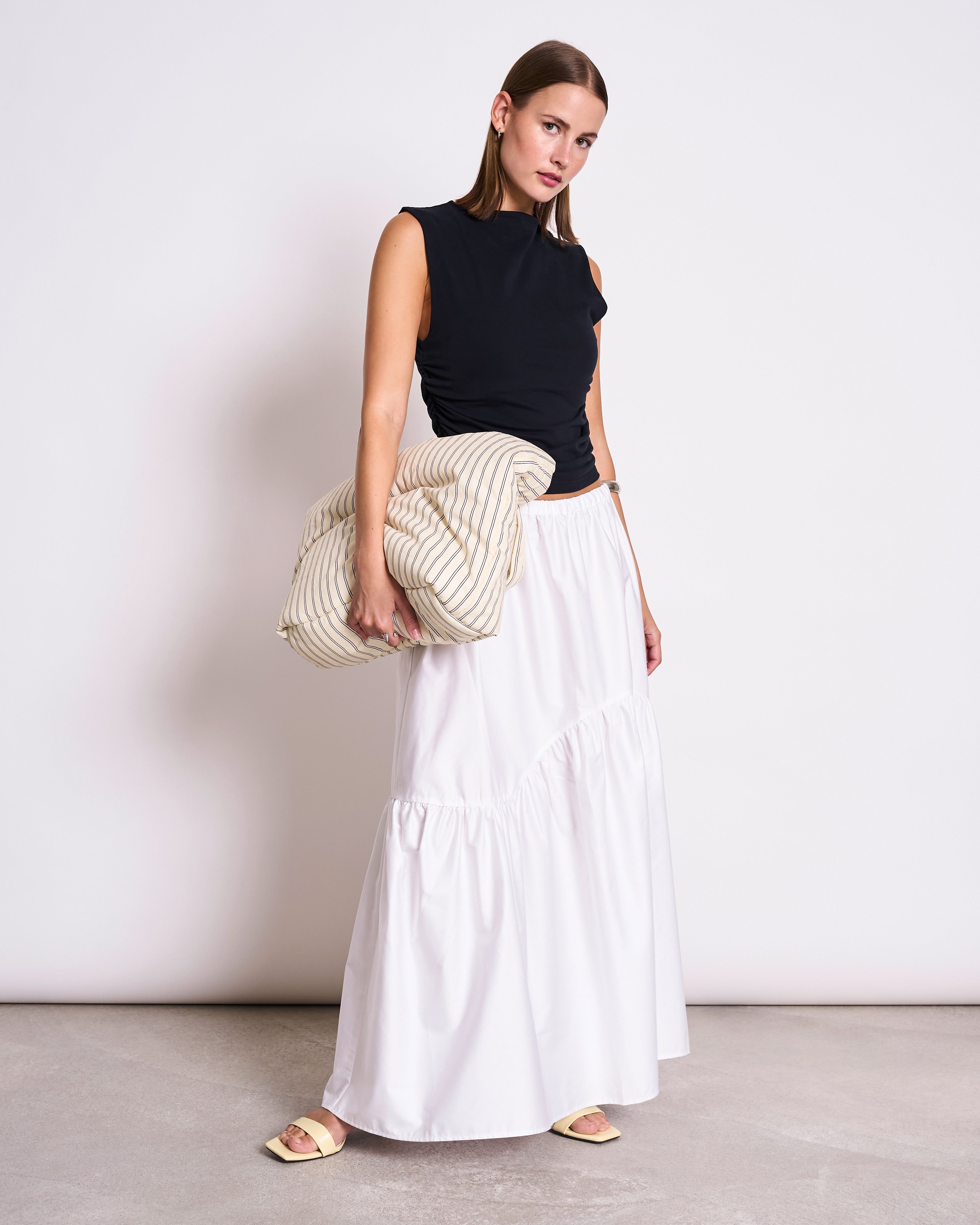 TIERED MAXI SKIRT ALCA WHITE