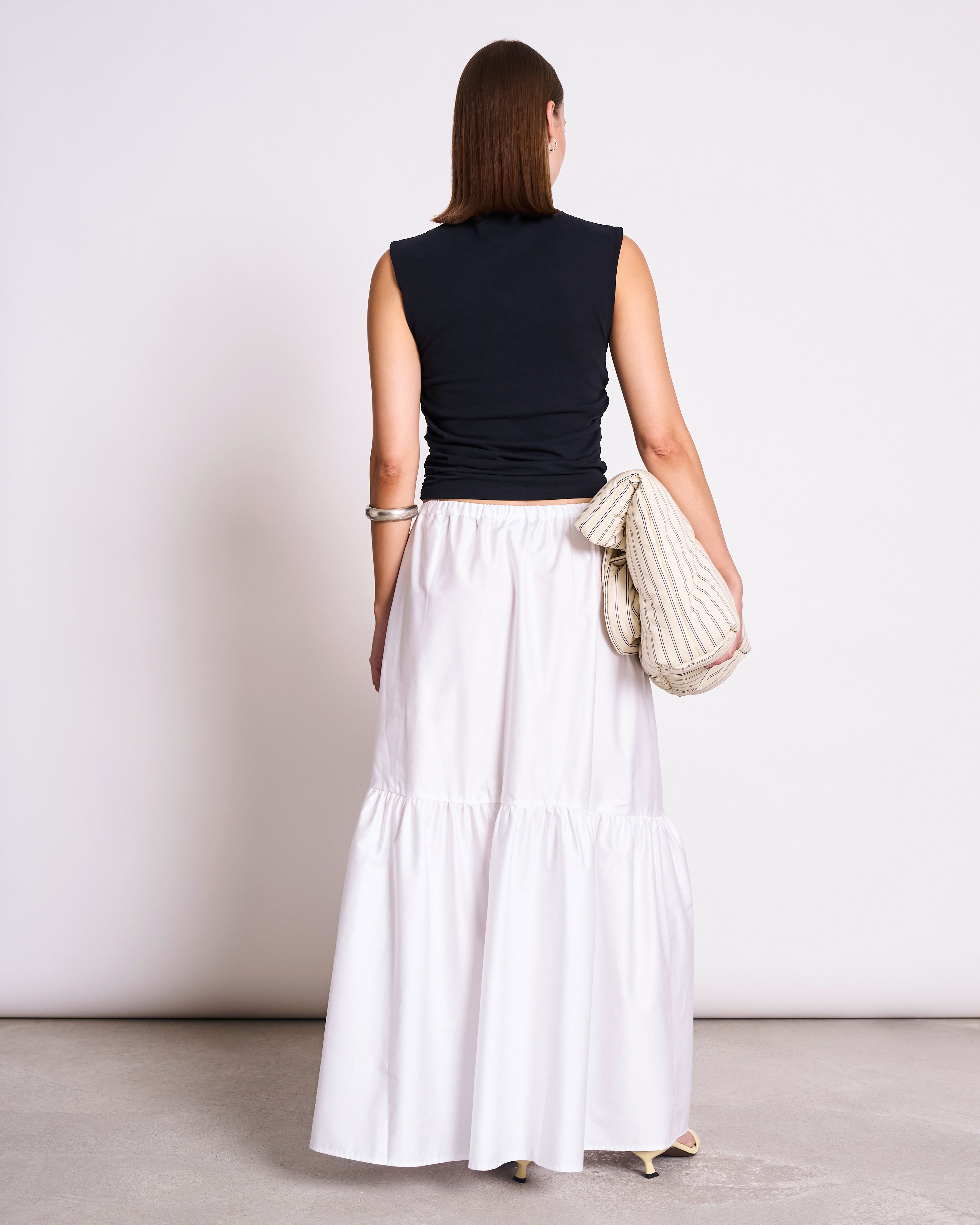 TIERED MAXI SKIRT ALCA WHITE