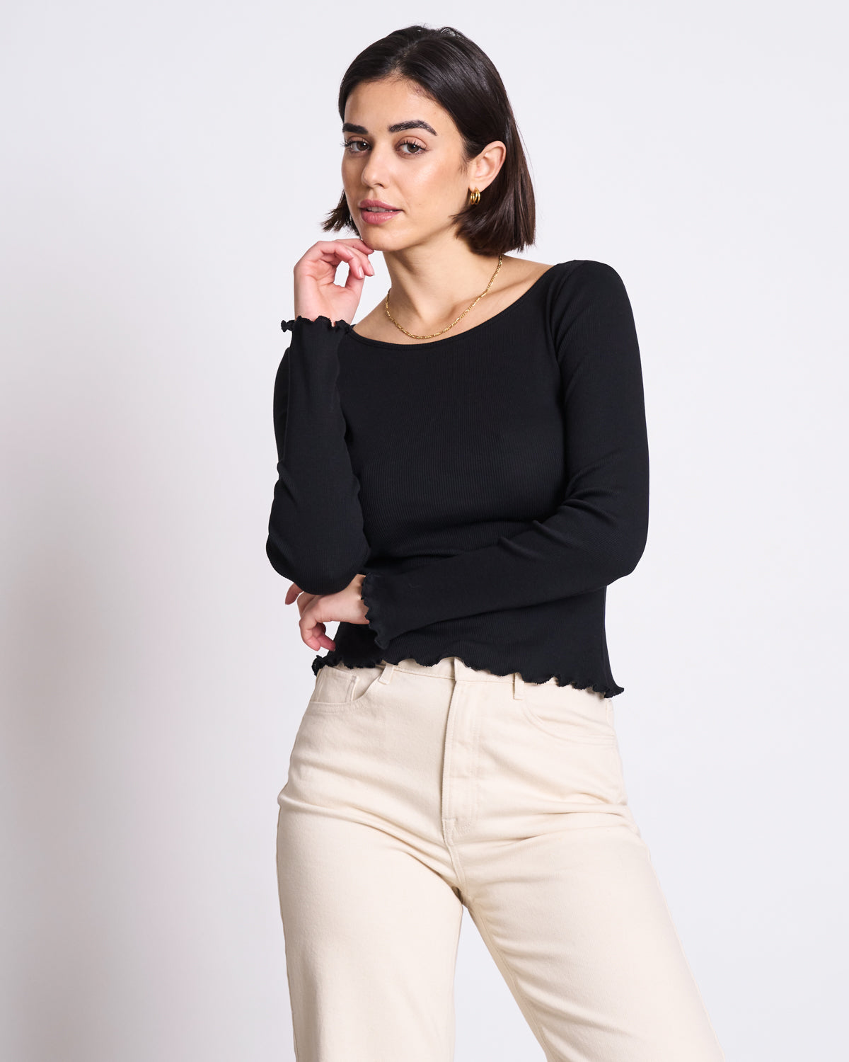 SLITTED WIDE LEG JEANS SELENE ECRU
