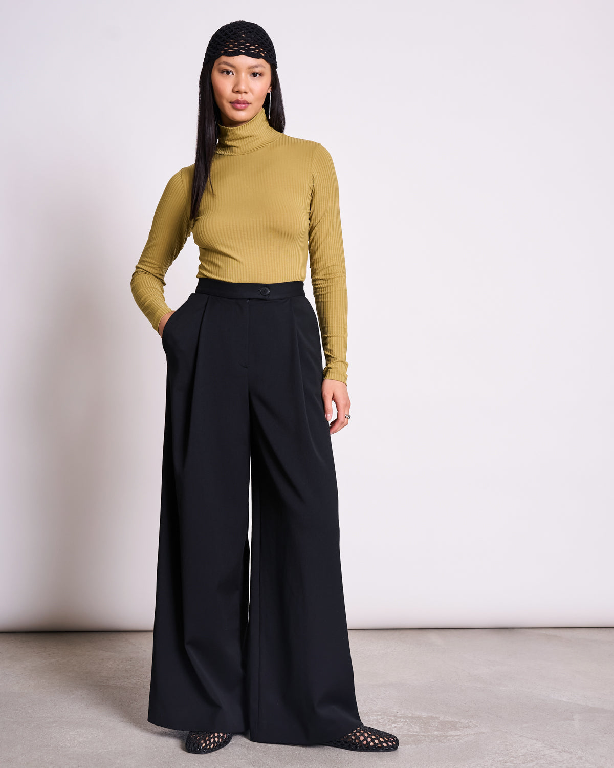 TENCEL™ LYOCELL RIB TURTLENECK MIO WOODY OLIVE