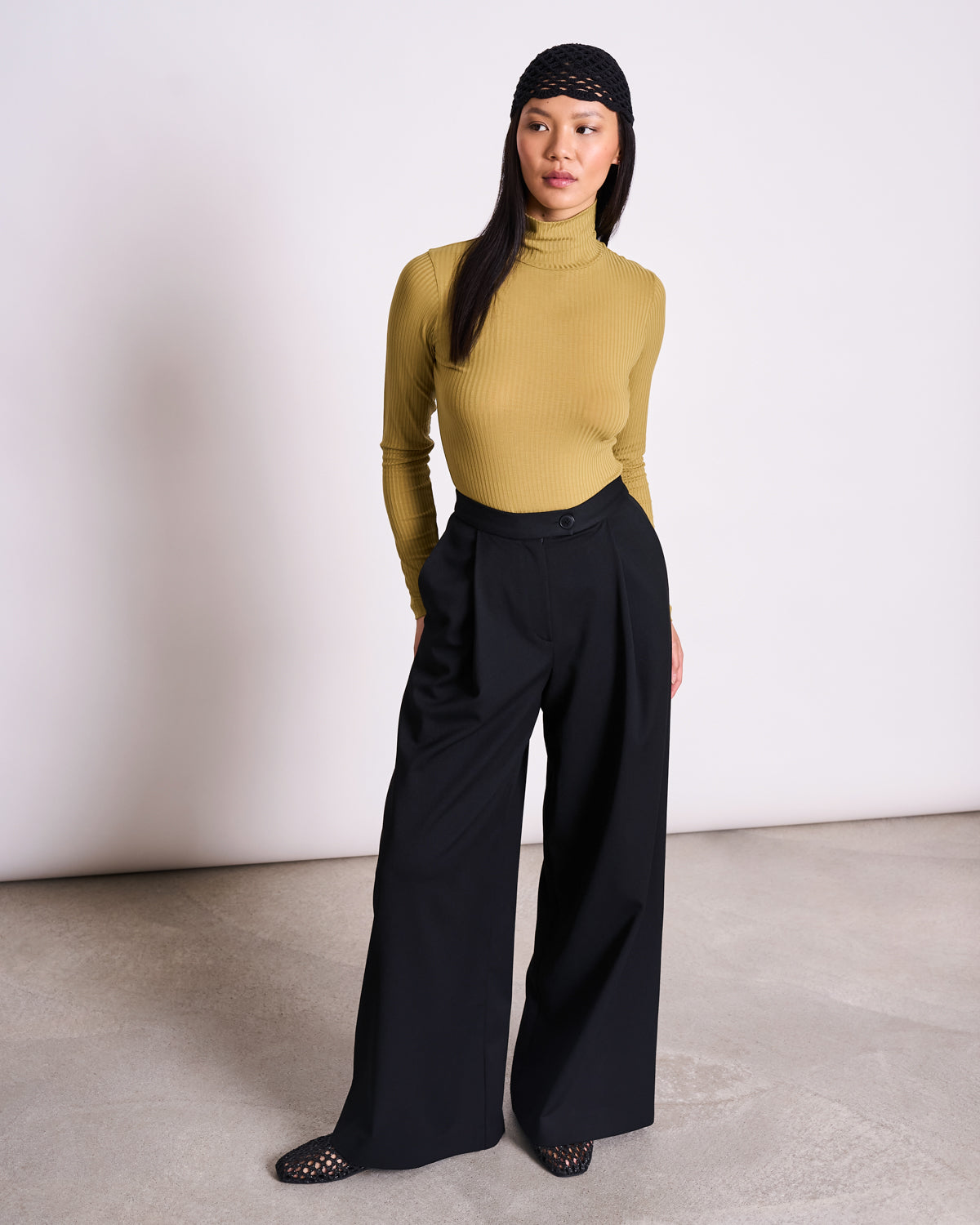 TENCEL™ LYOCELL RIB TURTLENECK MIO WOODY OLIVE