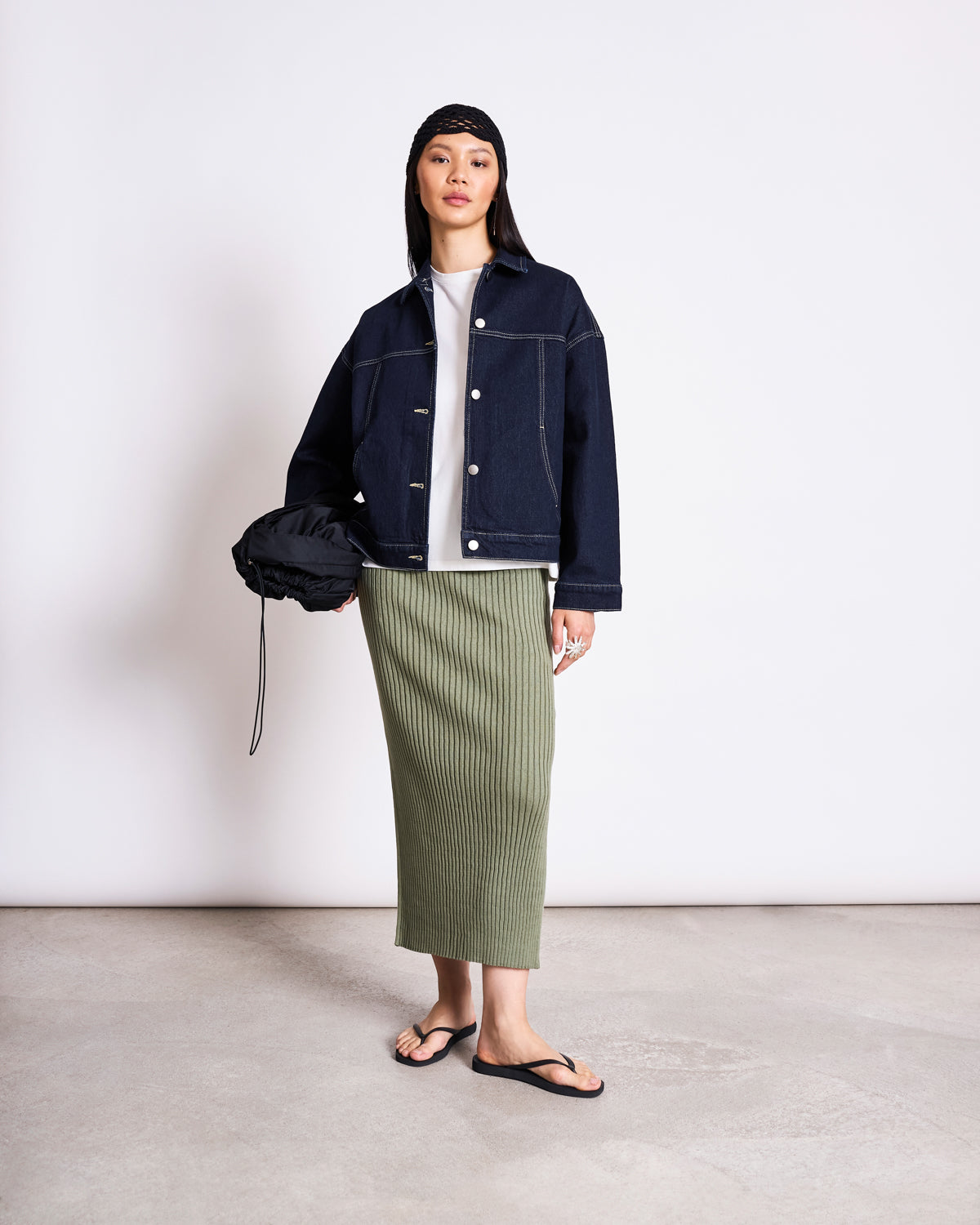 MIDI KNIT SKIRT EBBA SEA SPRAY GOTS