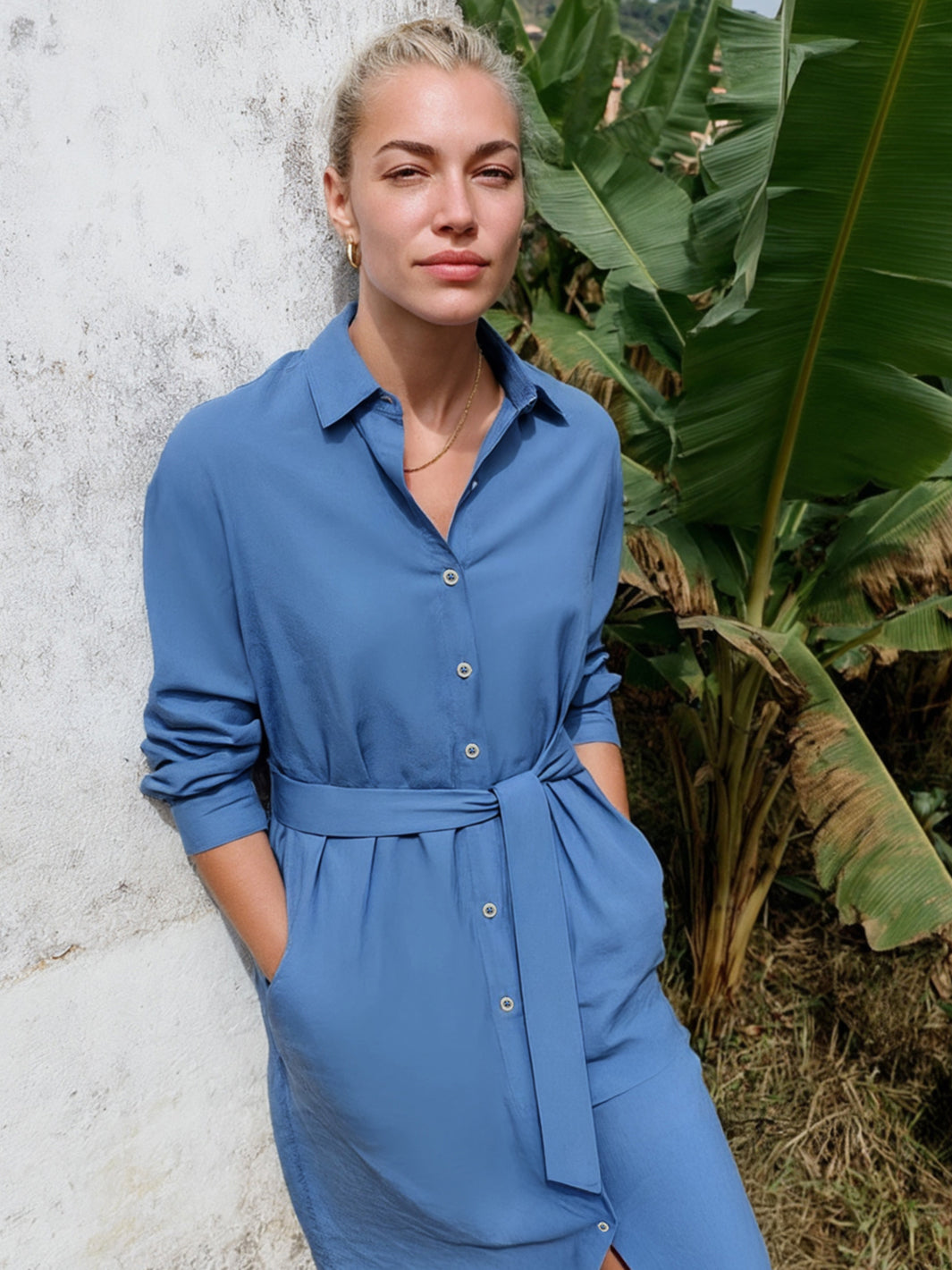 Hemdblusen Kleid lang aus Organic Cotton