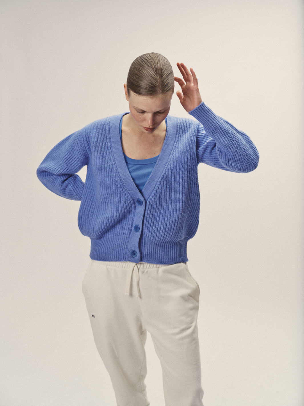 Strick Cardigan aus Merino Wolle für Damen in blau