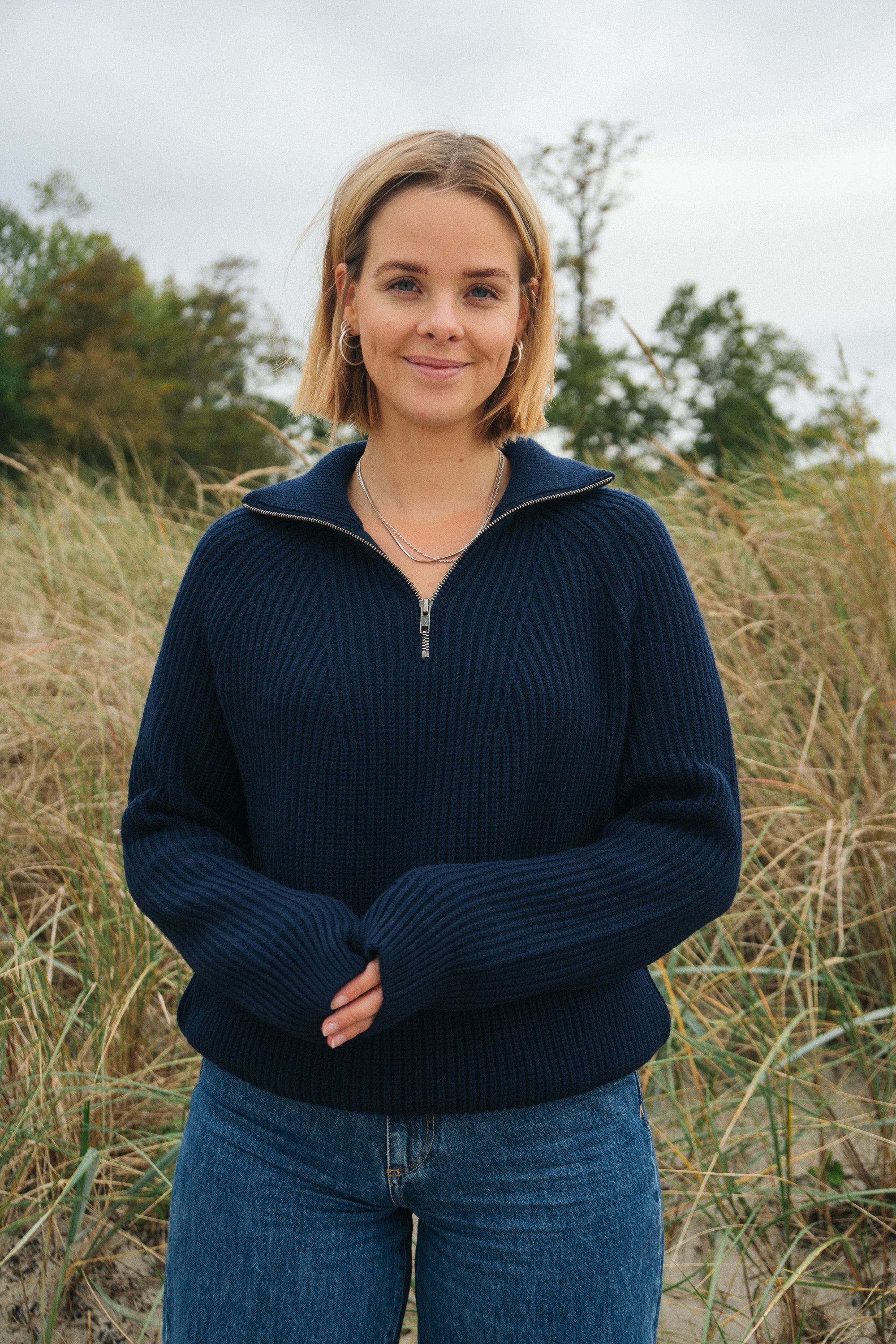 Hochwertiger Strickpullover aus Merinowolle von SALZWASSER in Blau