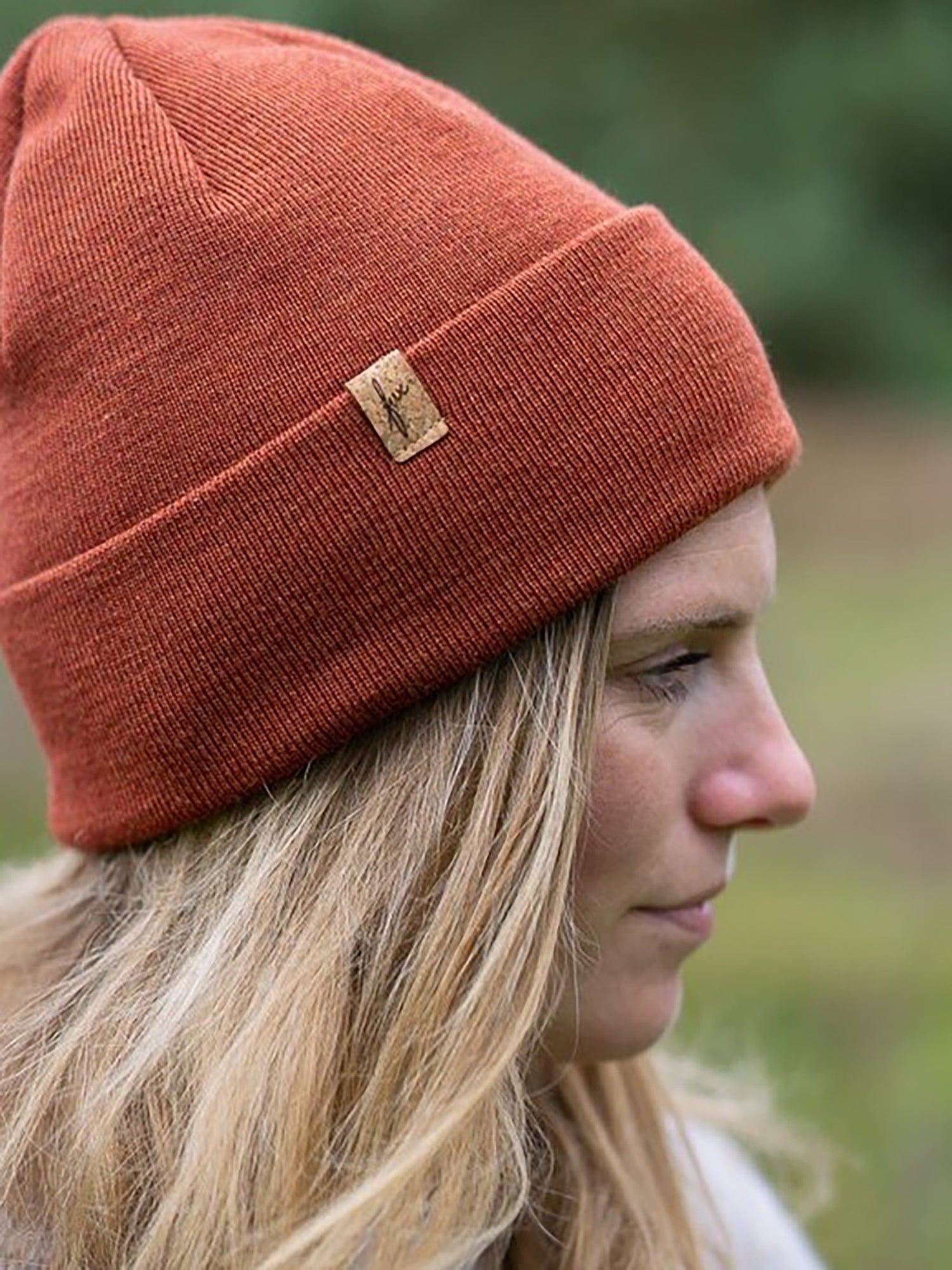 Merino Kork Beanie - herbstorange