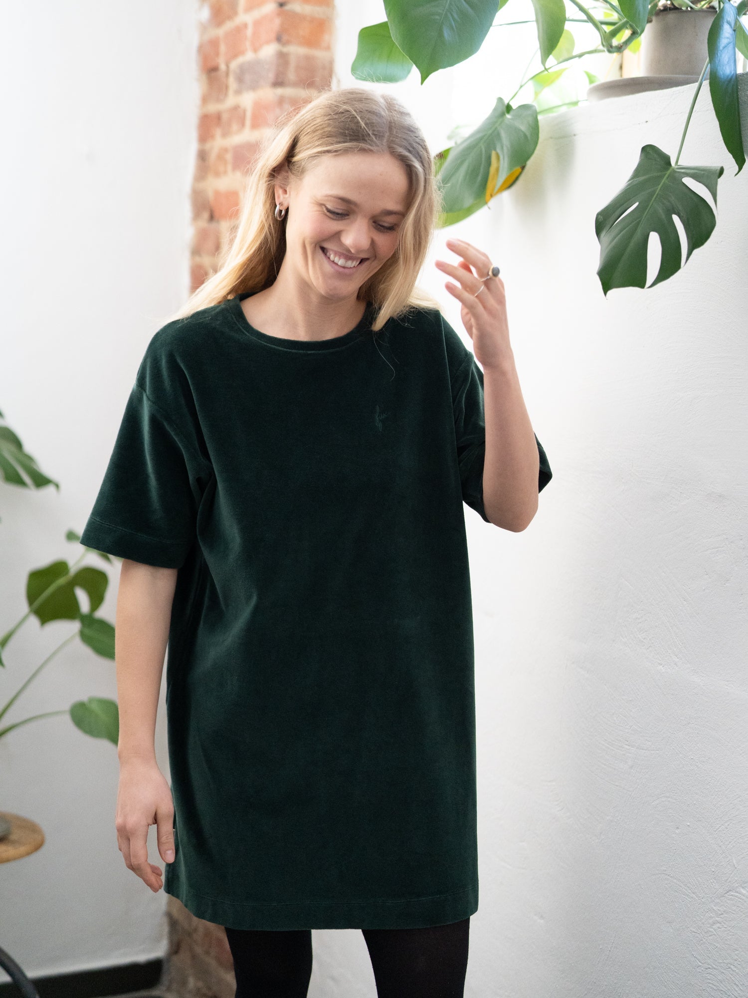 Frauen Samt Kleid - grün