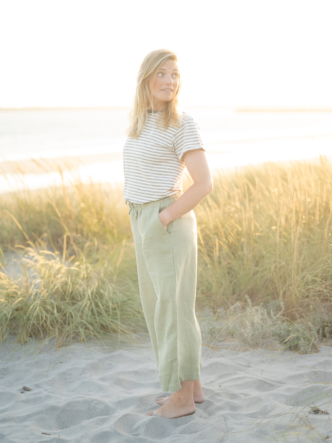 Frauen Leinenhose - salbei