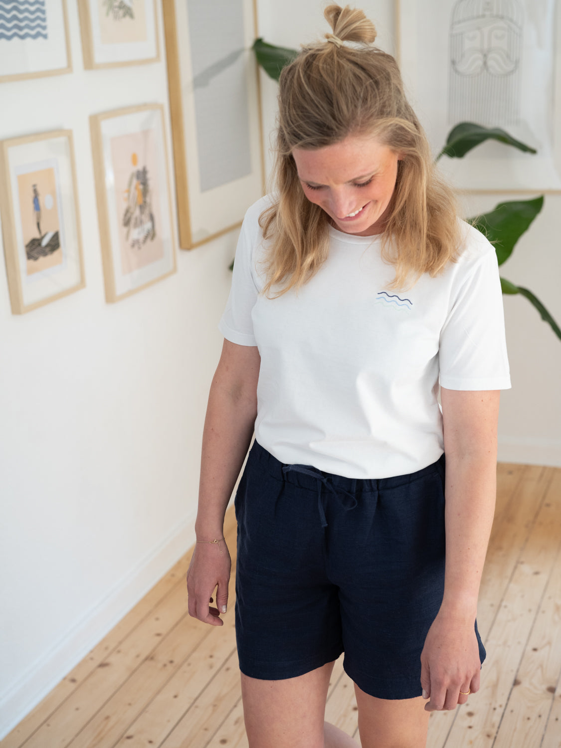 Frauen Leinenshorts - navy