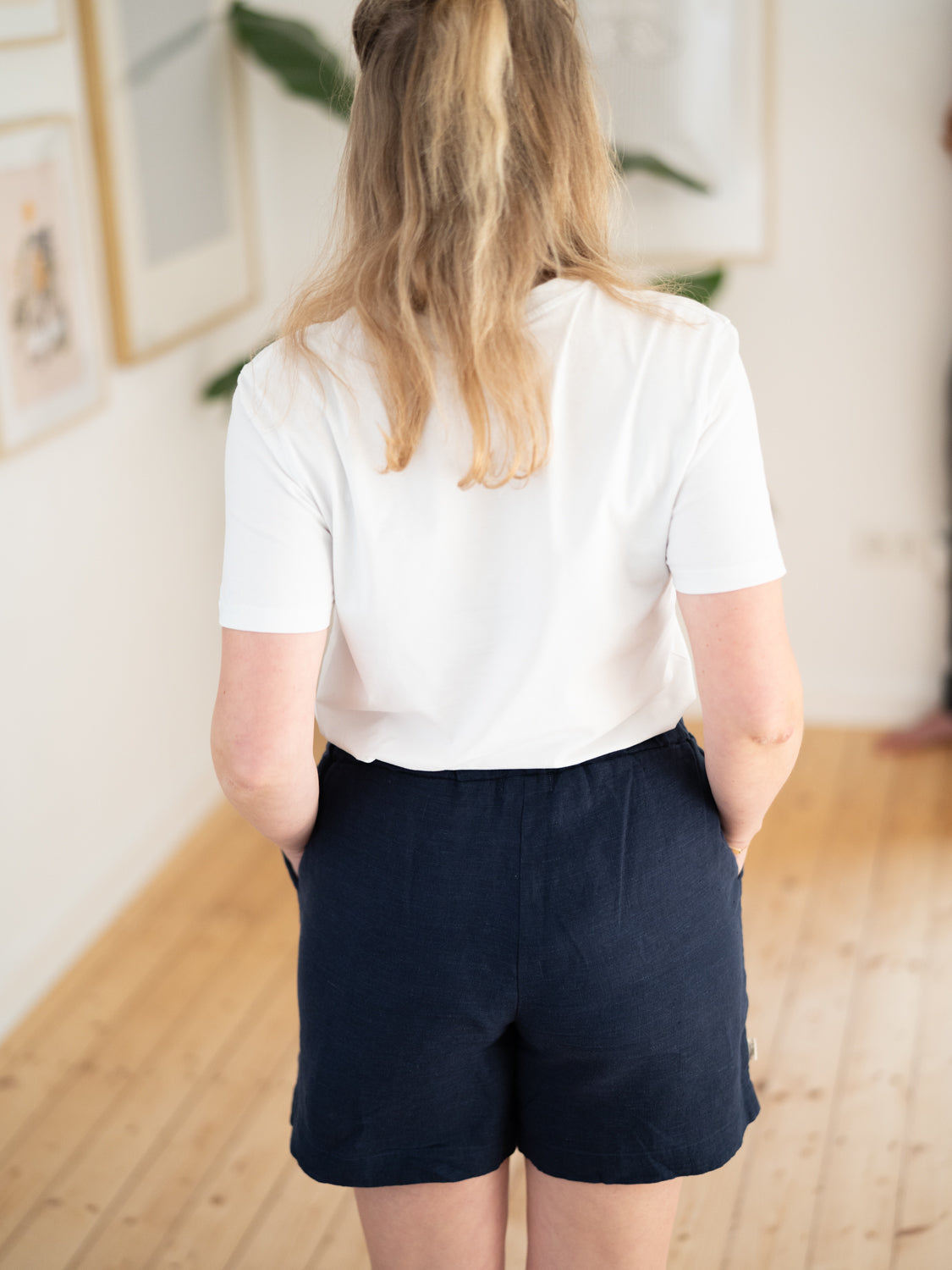 Frauen Leinenshorts - navy