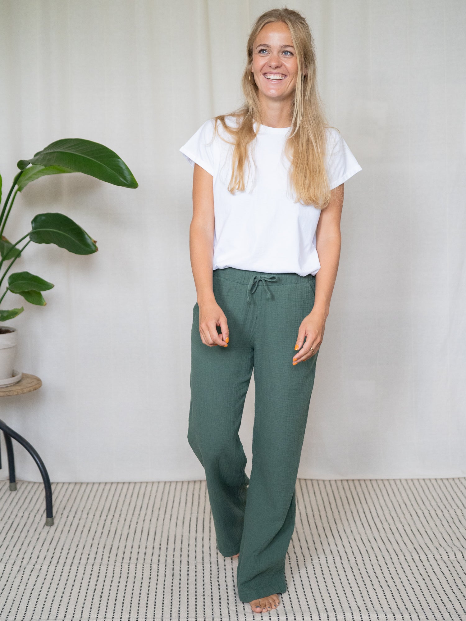 Frauen Musselin Hose - grün