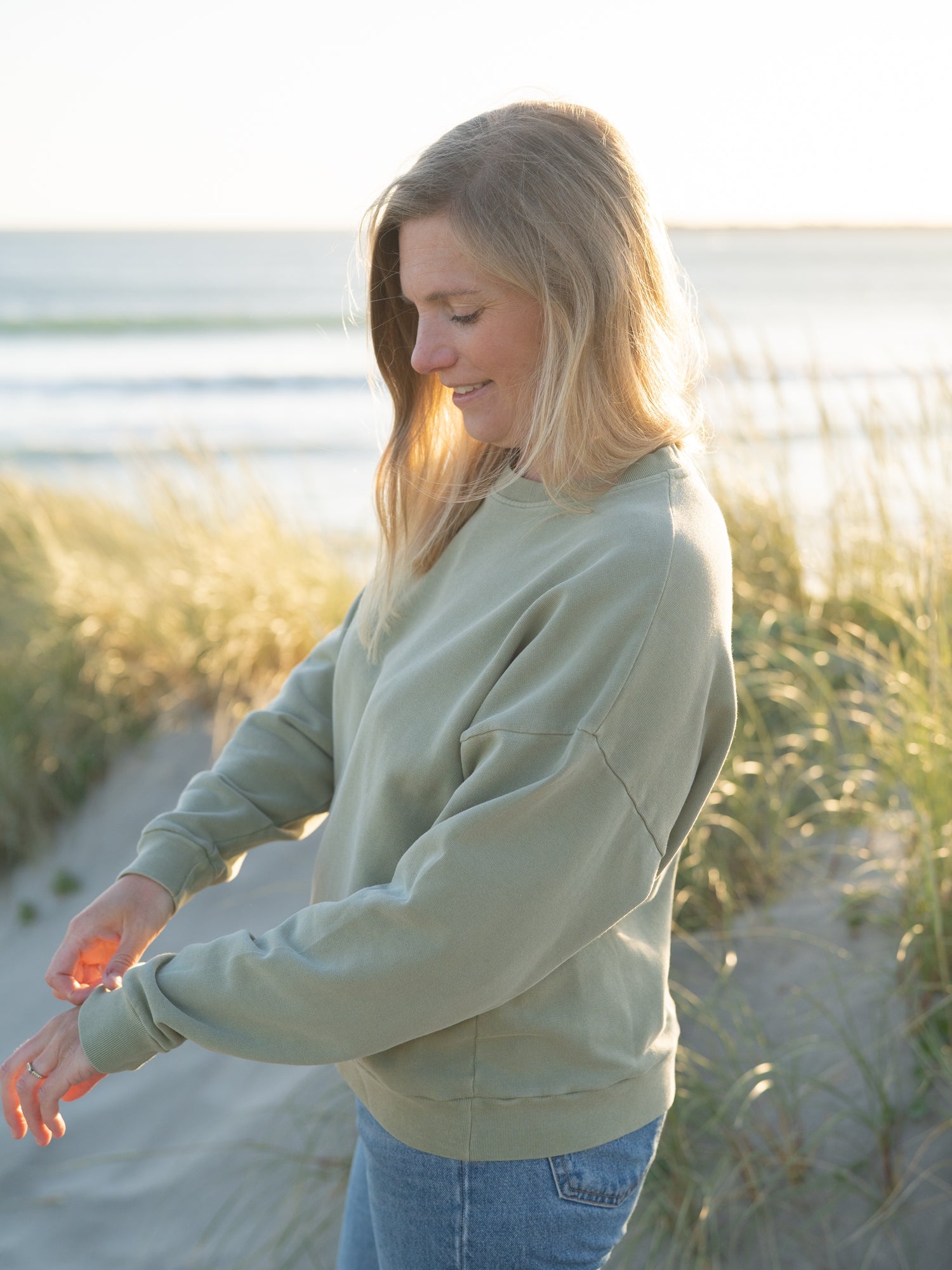 Frauen Oversize Pullover - Natural Dye grün