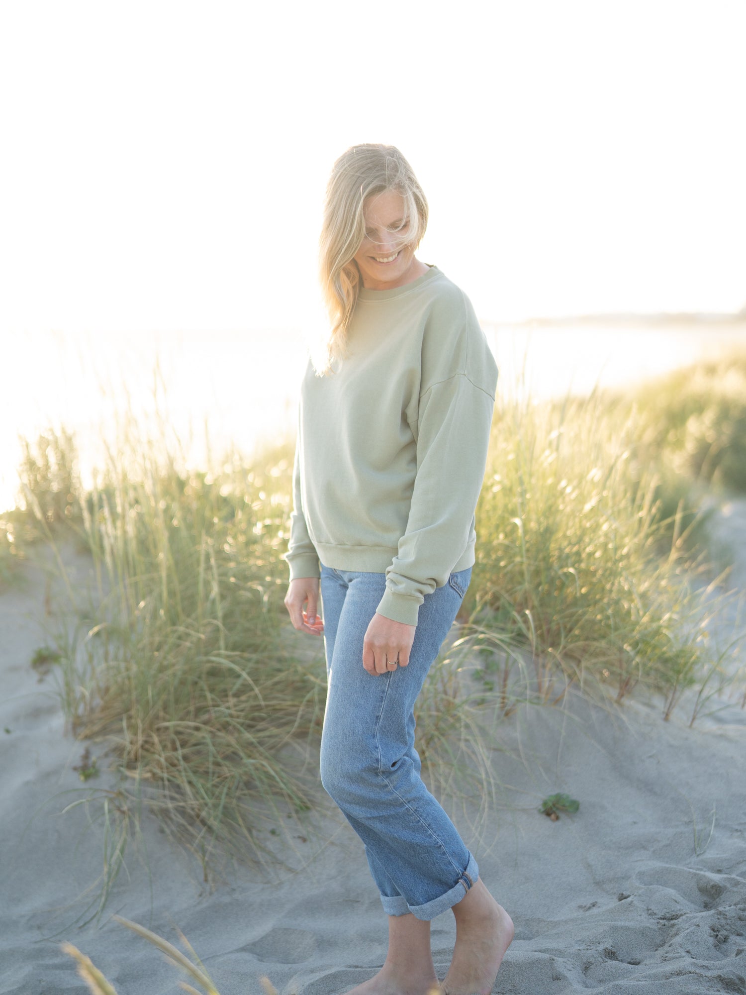 Frauen Oversize Pullover - Natural Dye grün