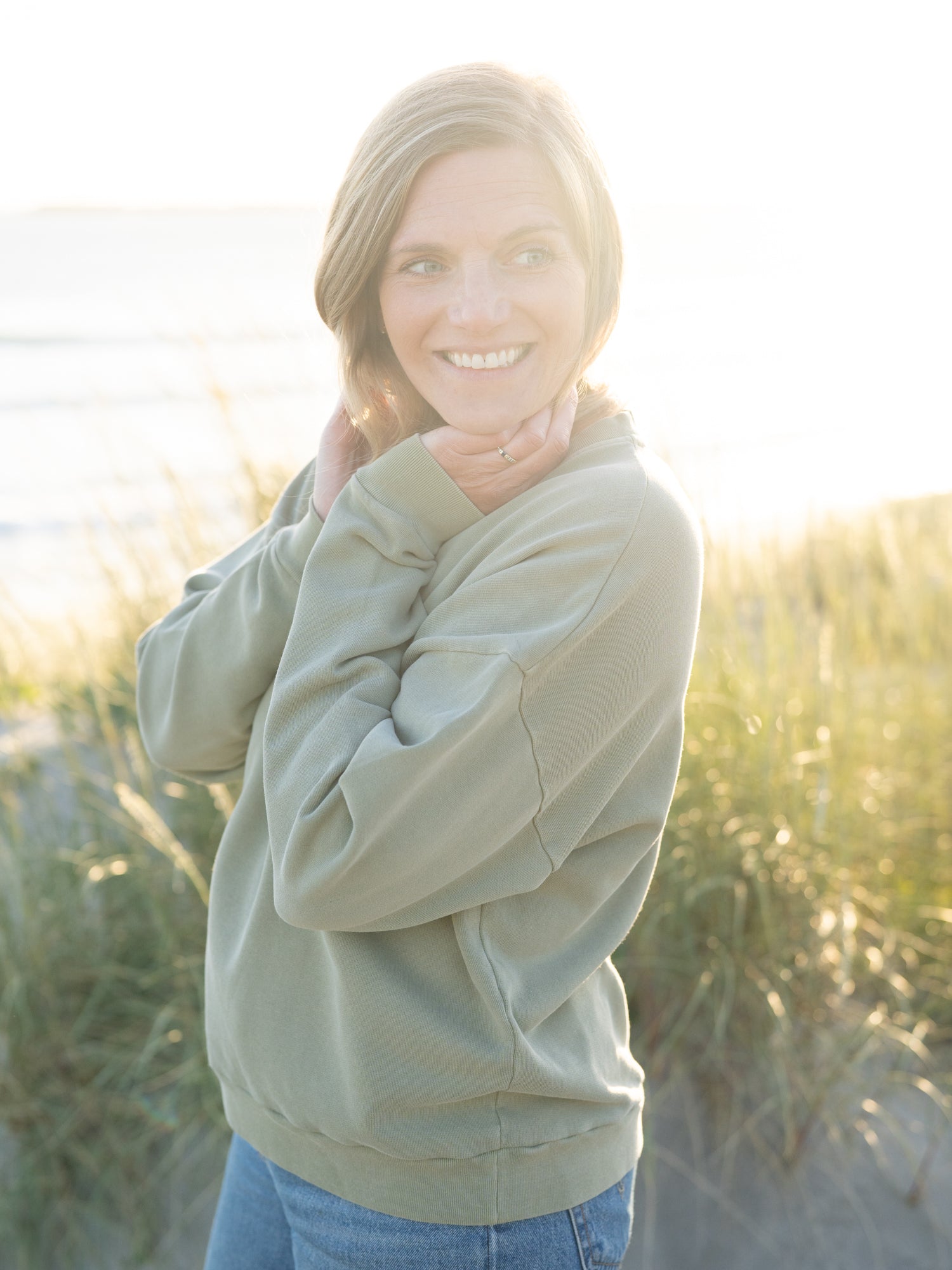 Frauen Oversize Pullover - Natural Dye grün