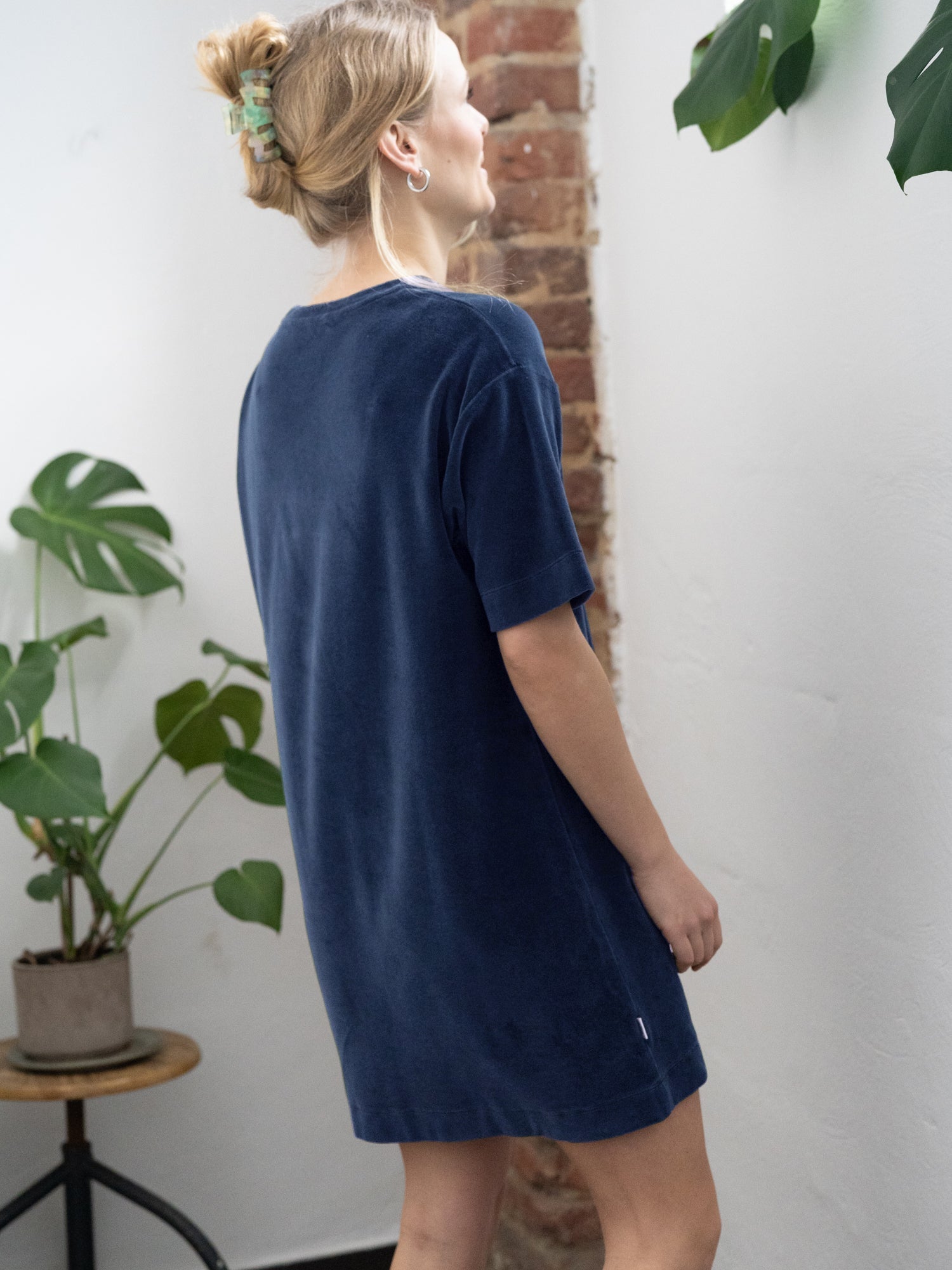 Frauen Samt Kleid - navy