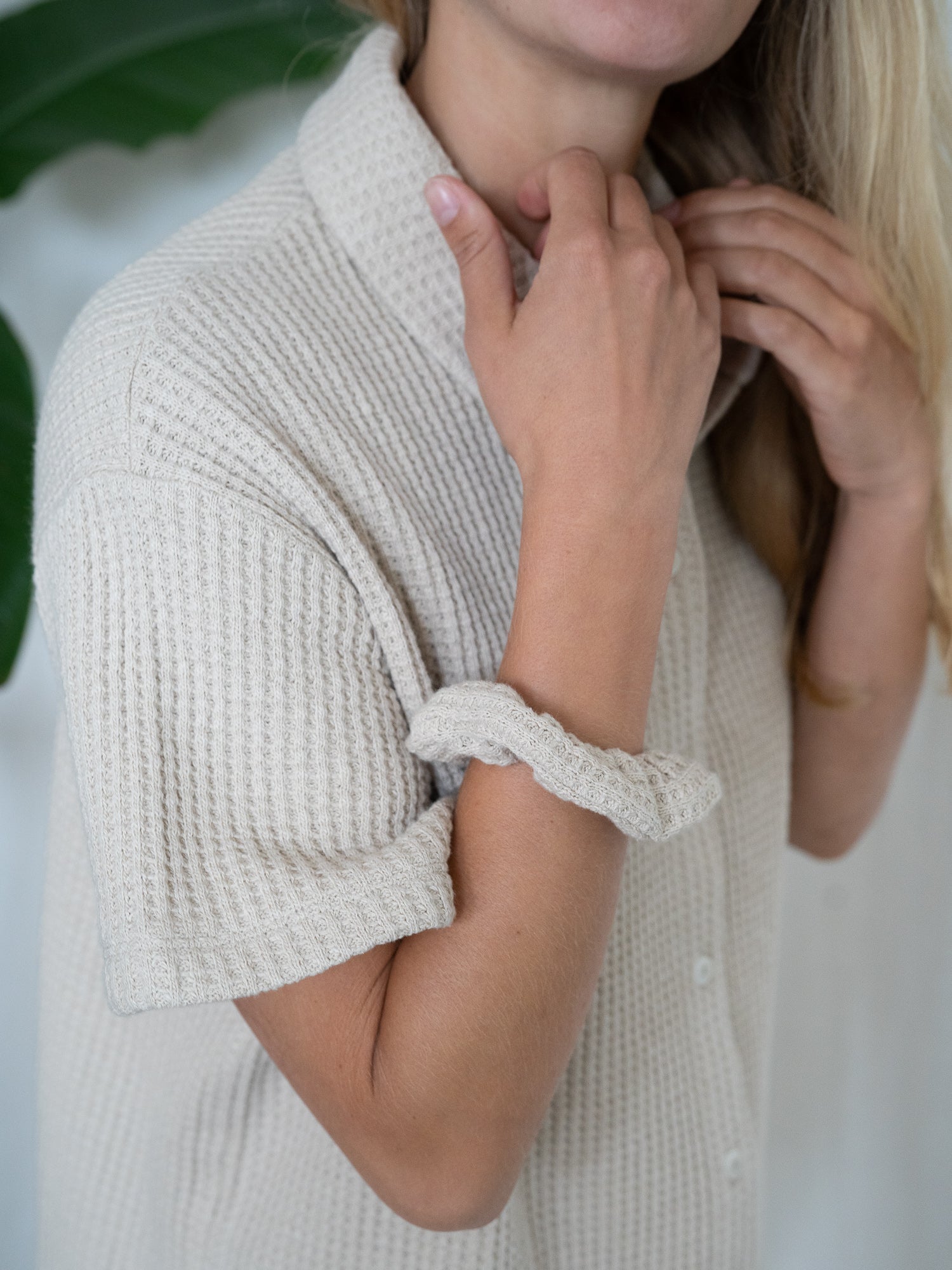 Waffelstrick Scrunchie - beige
