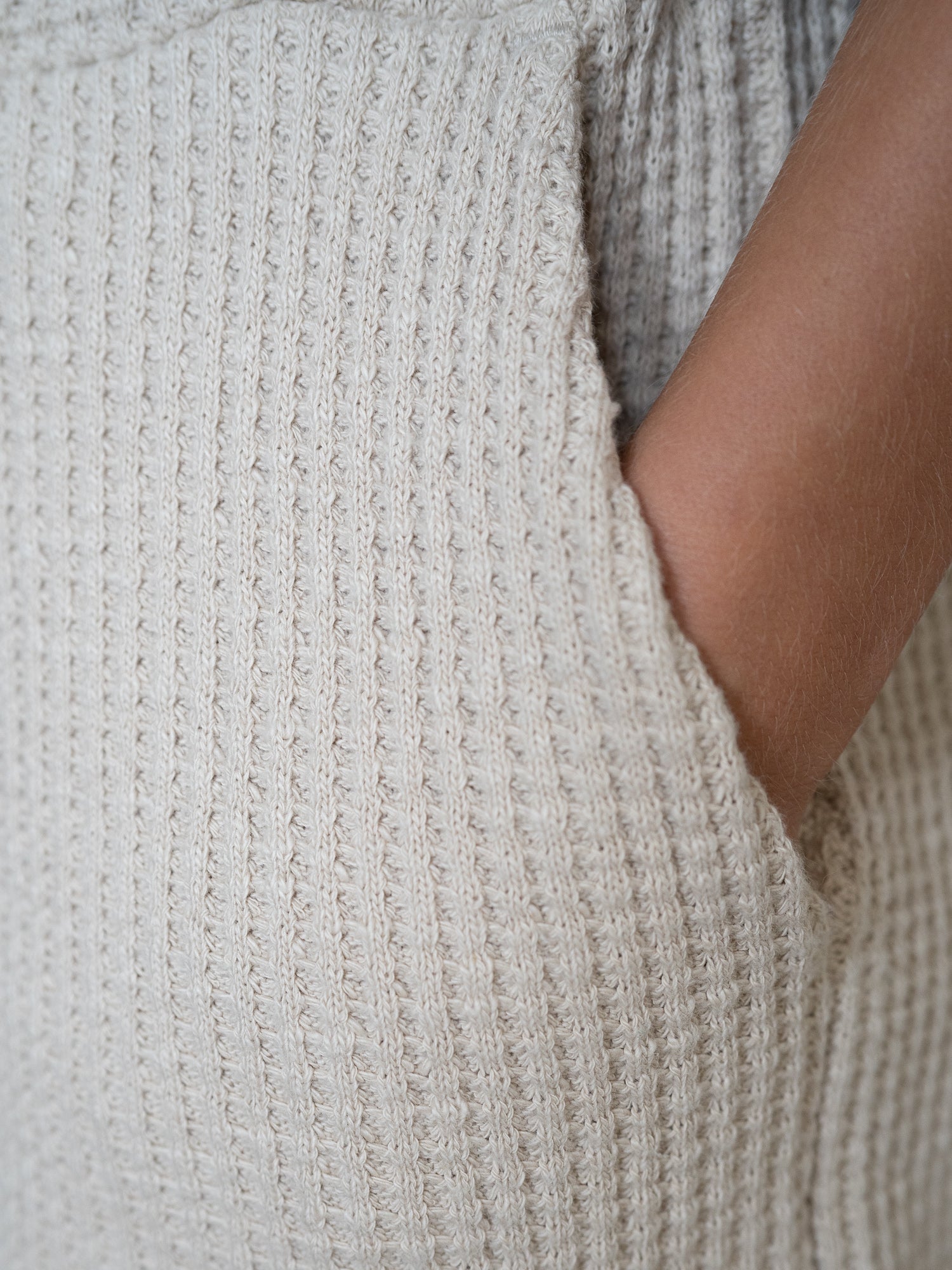 Frauen Waffelstrick Shorts - beige