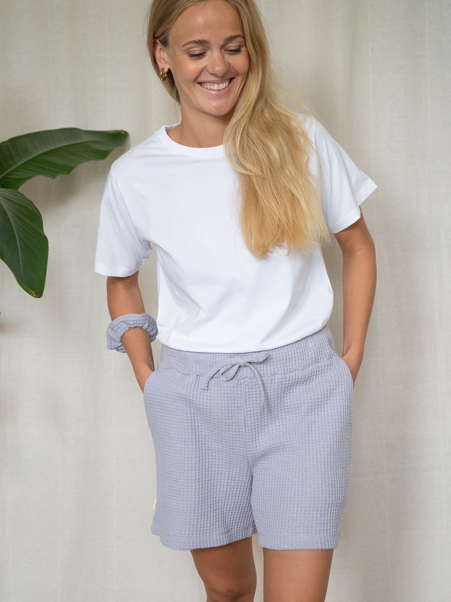 Frauen Waffelstrick Shorts - lavendel