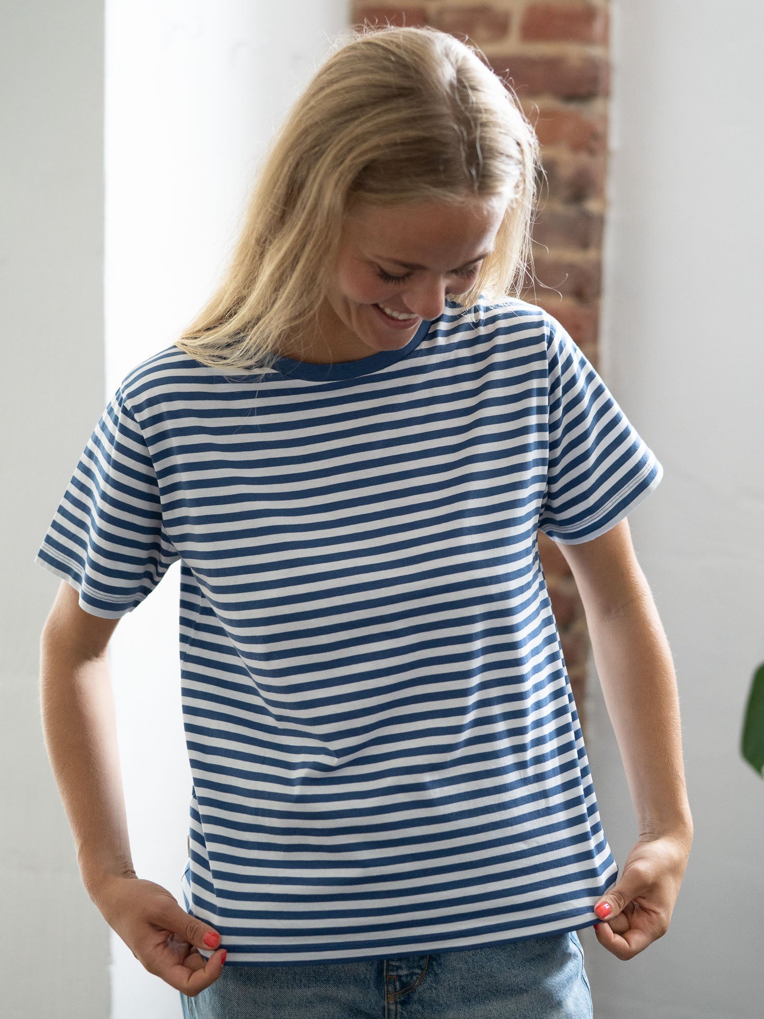 Gestreiftes Frauen T-Shirt - blau weiß