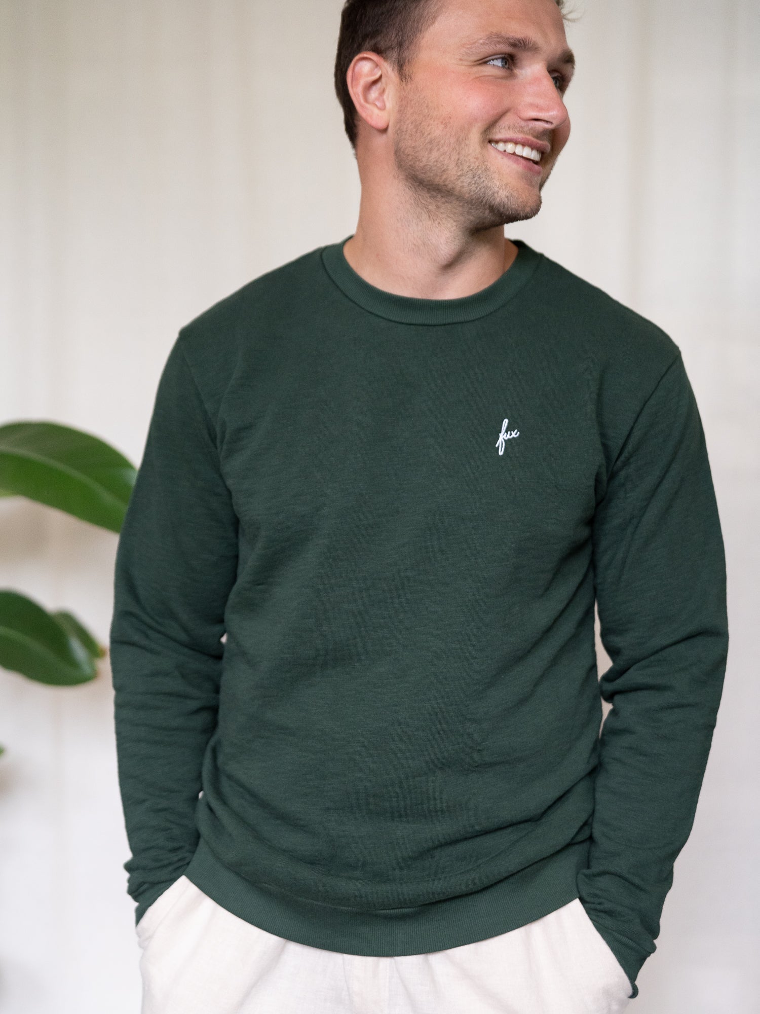 Männer fux Sweater - grün meliert