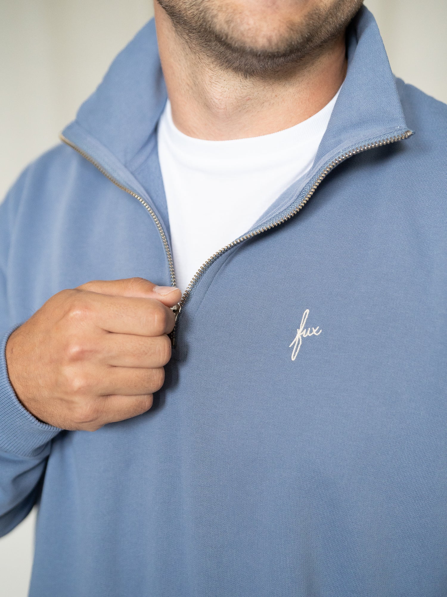Männer fux Half Zip Sweater - hellblau