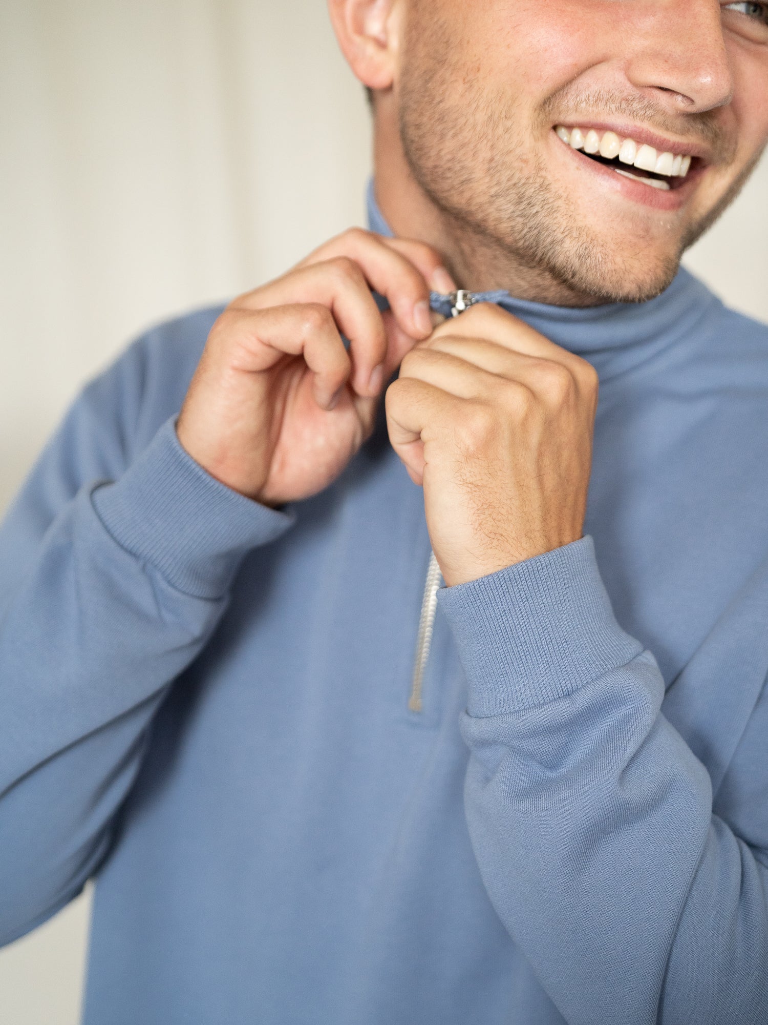 Männer fux Half Zip Sweater - hellblau