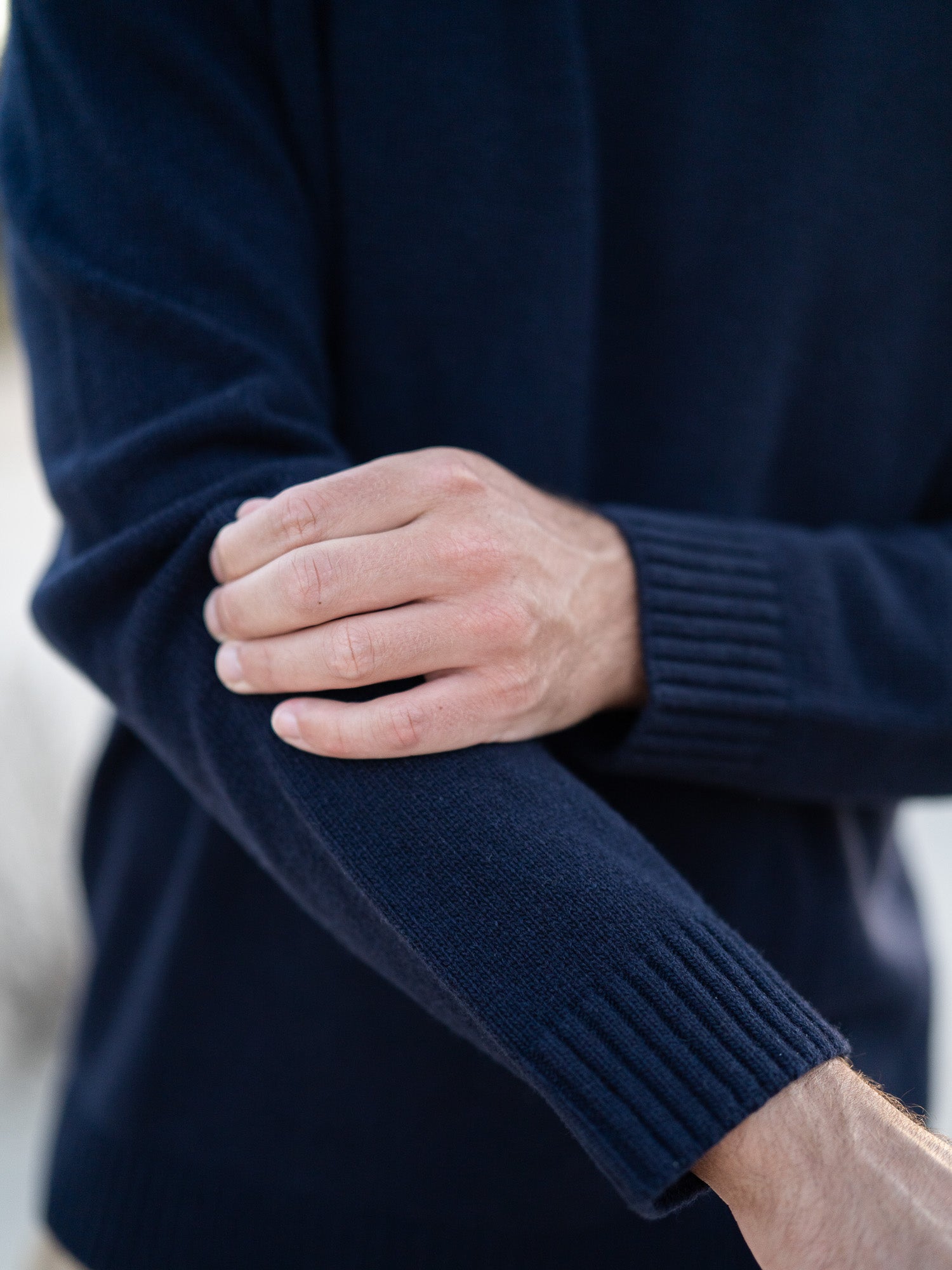 Männer Merino Strickpullover - navy