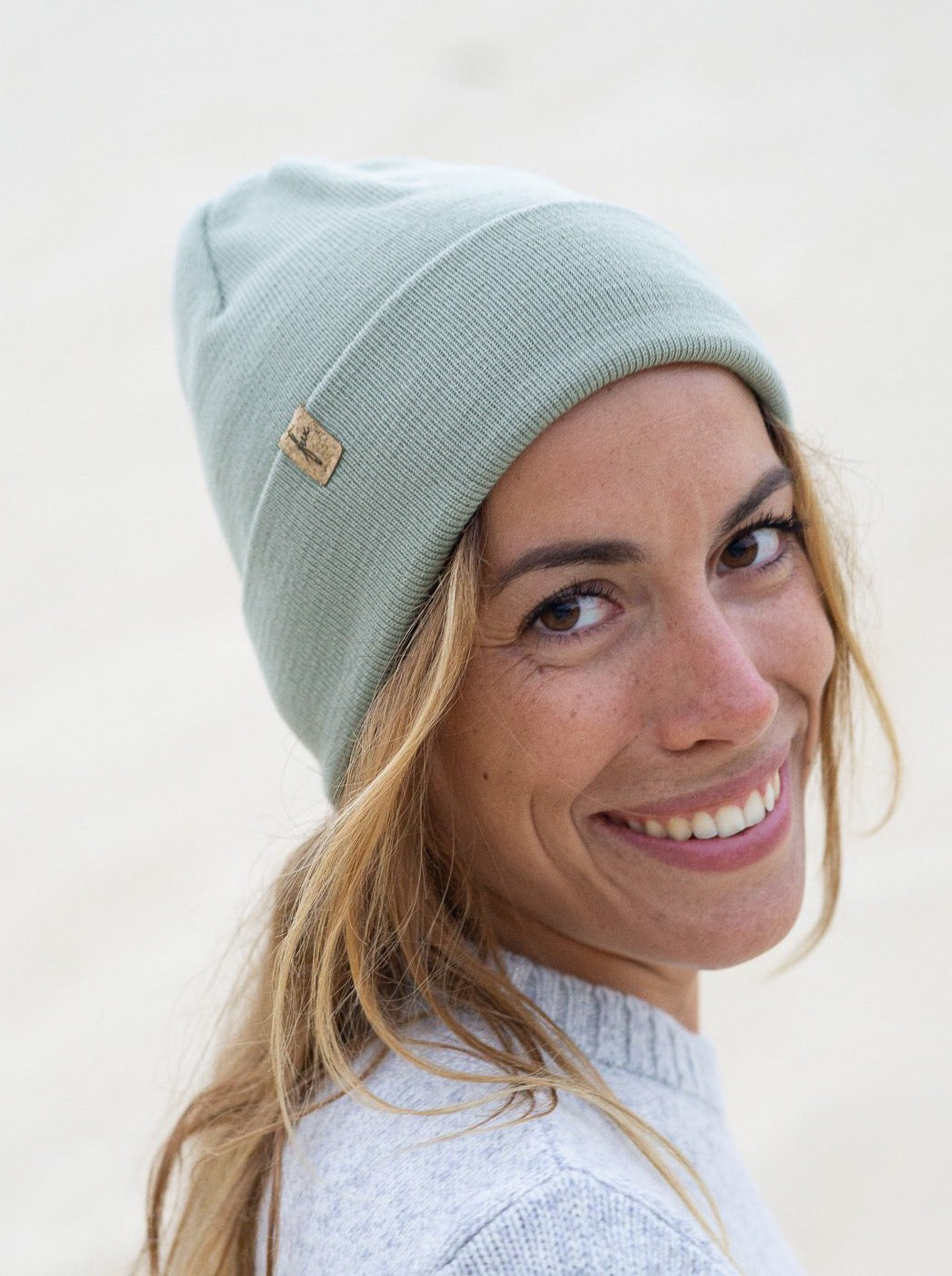 Merino Kork Beanie - salbei