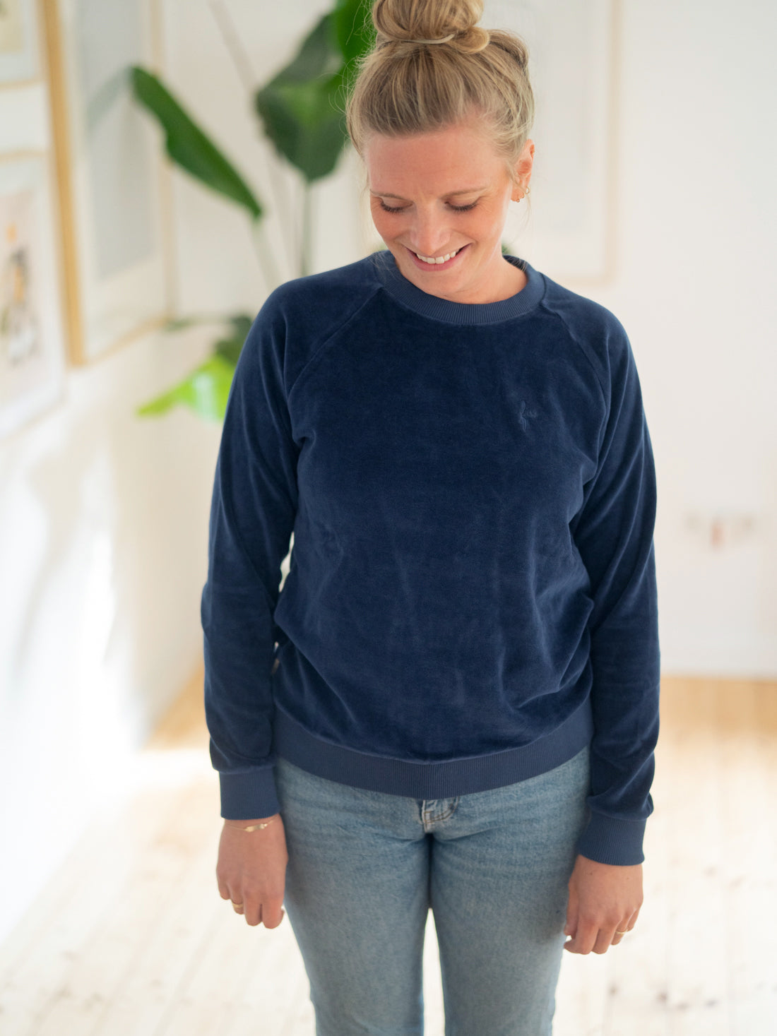 Frauen Samt Sweater - navy